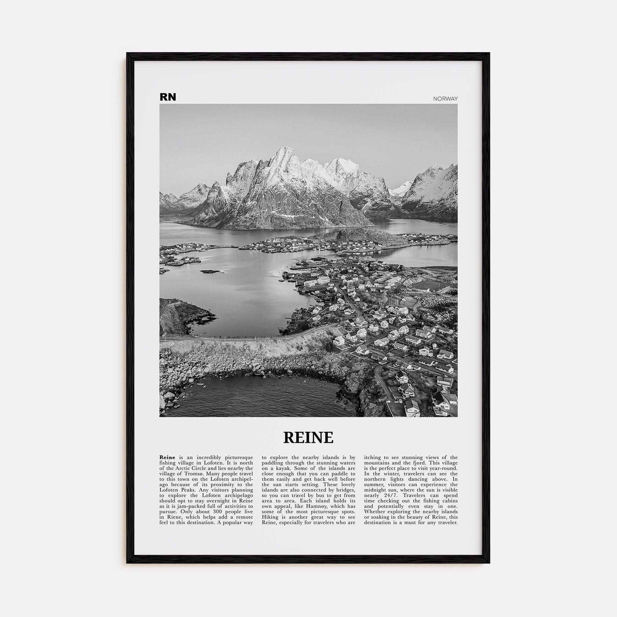 Reine Travel B&W Poster