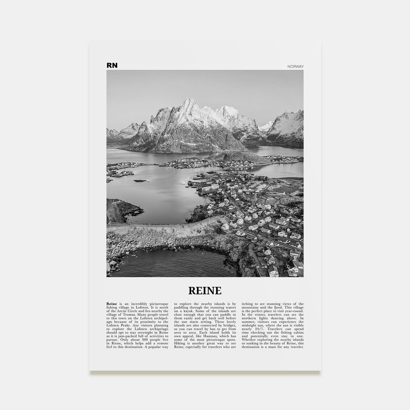 Reine Travel B&W Poster