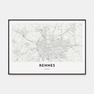 Rennes Map Landscape Poster