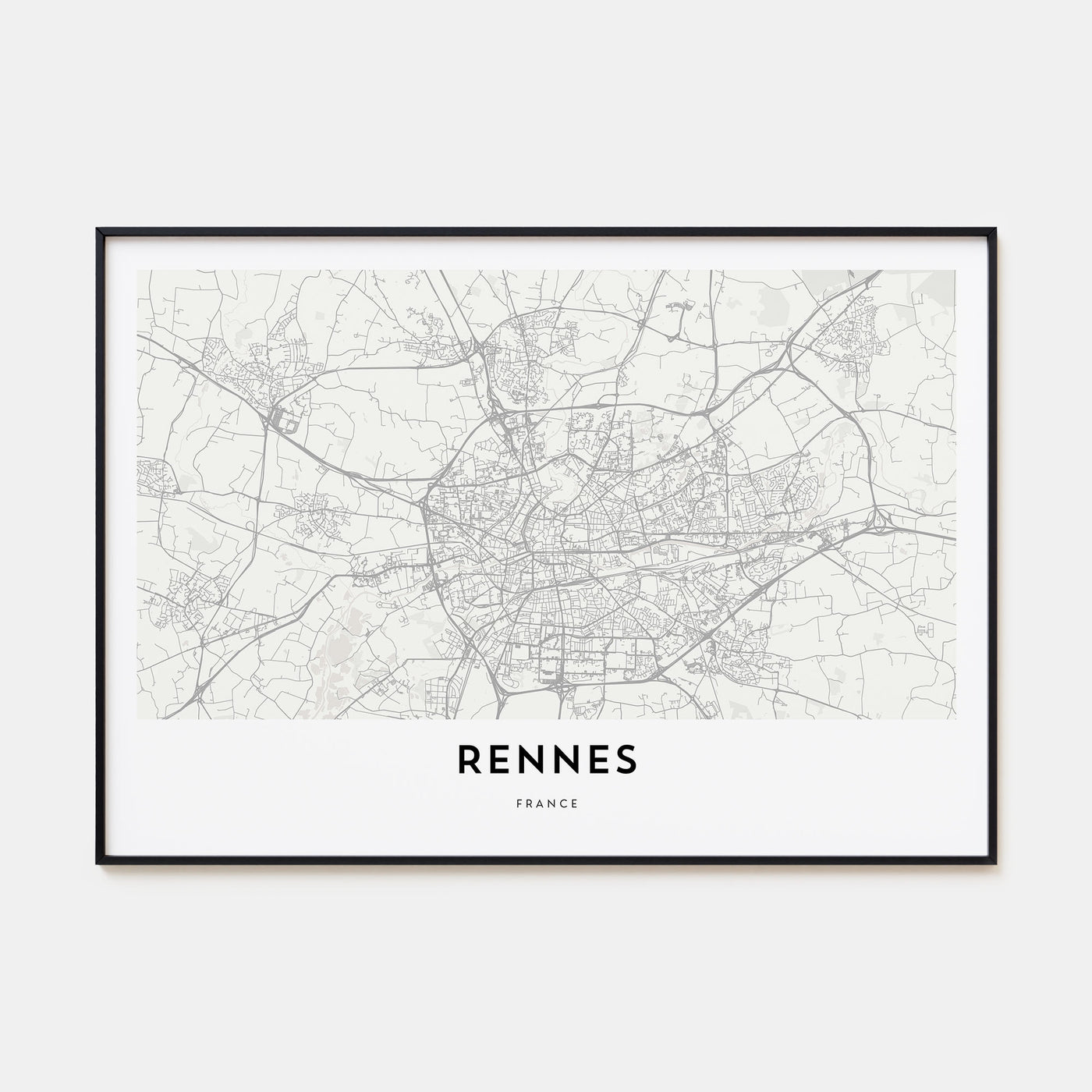 Rennes Map Landscape Poster