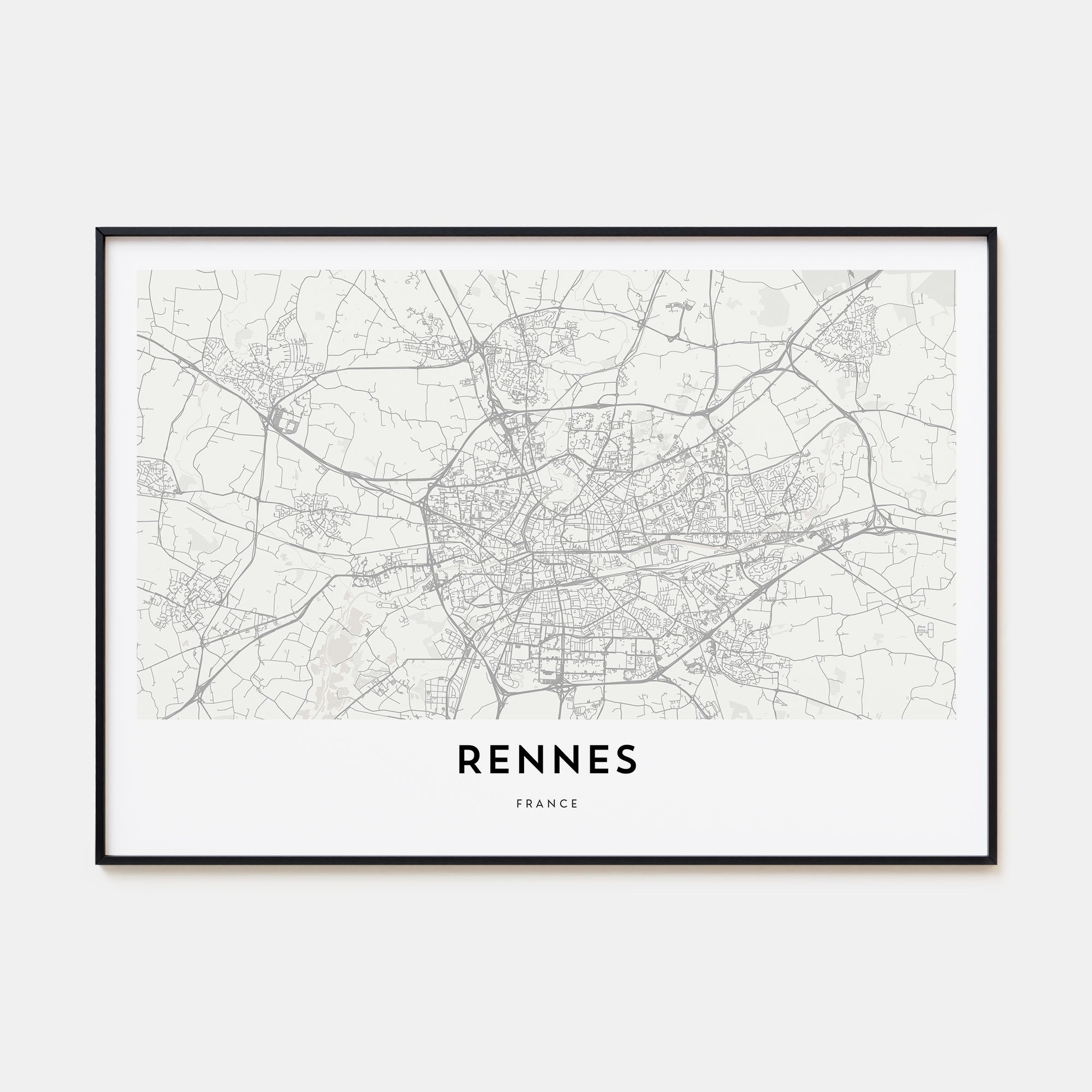 Rennes Map Landscape Poster
