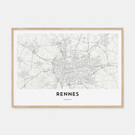 Rennes Map Landscape Poster