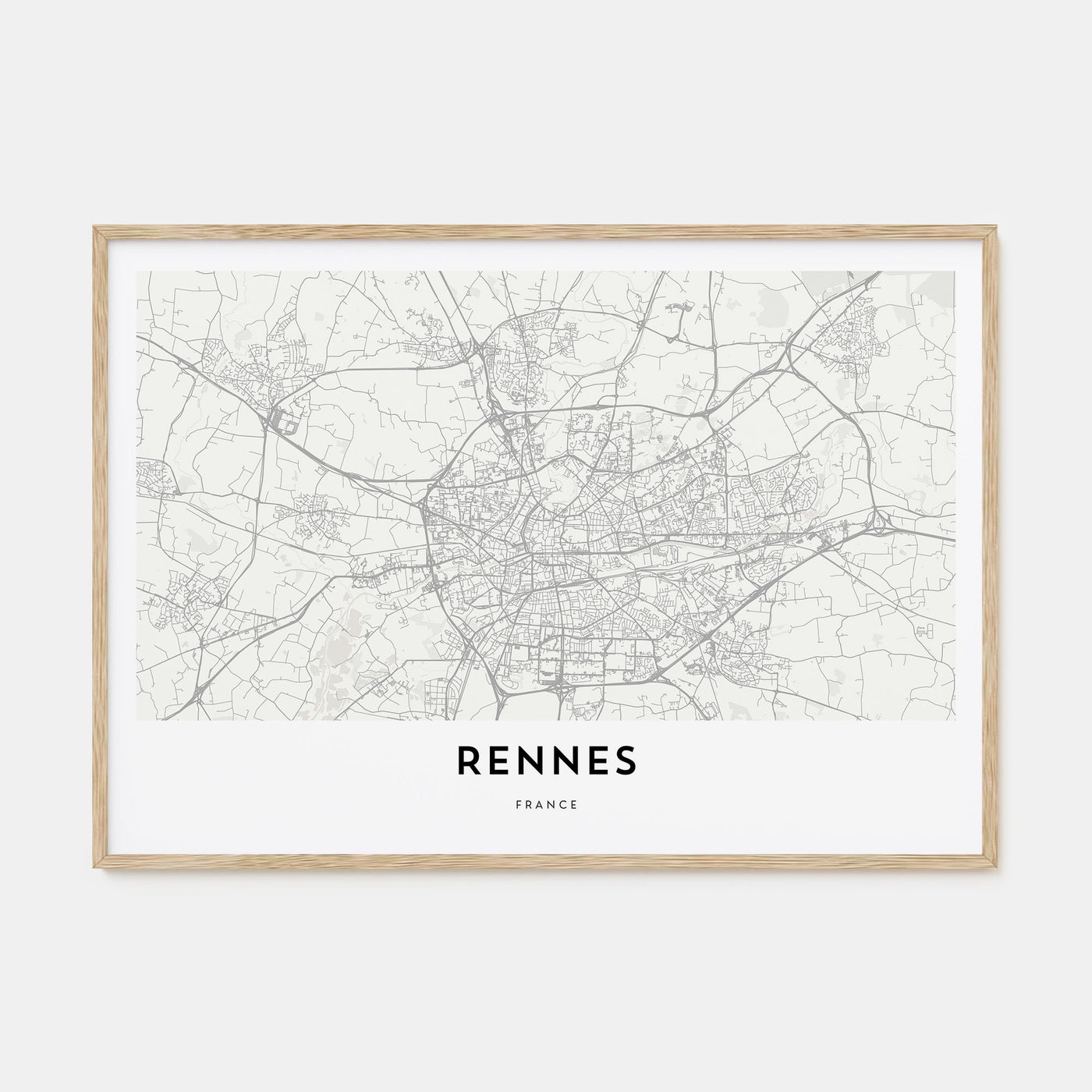 Rennes Map Landscape Poster