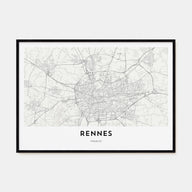 Rennes Map Landscape Poster