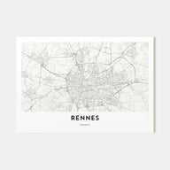 Rennes Map Landscape Poster