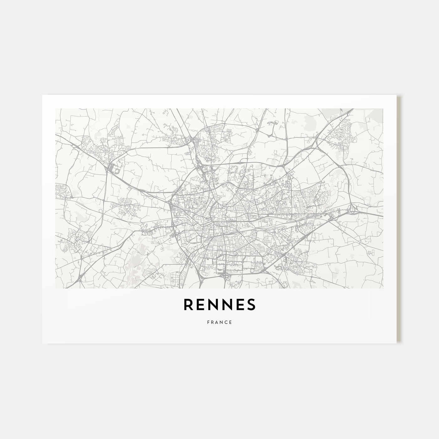 Rennes Map Landscape Poster