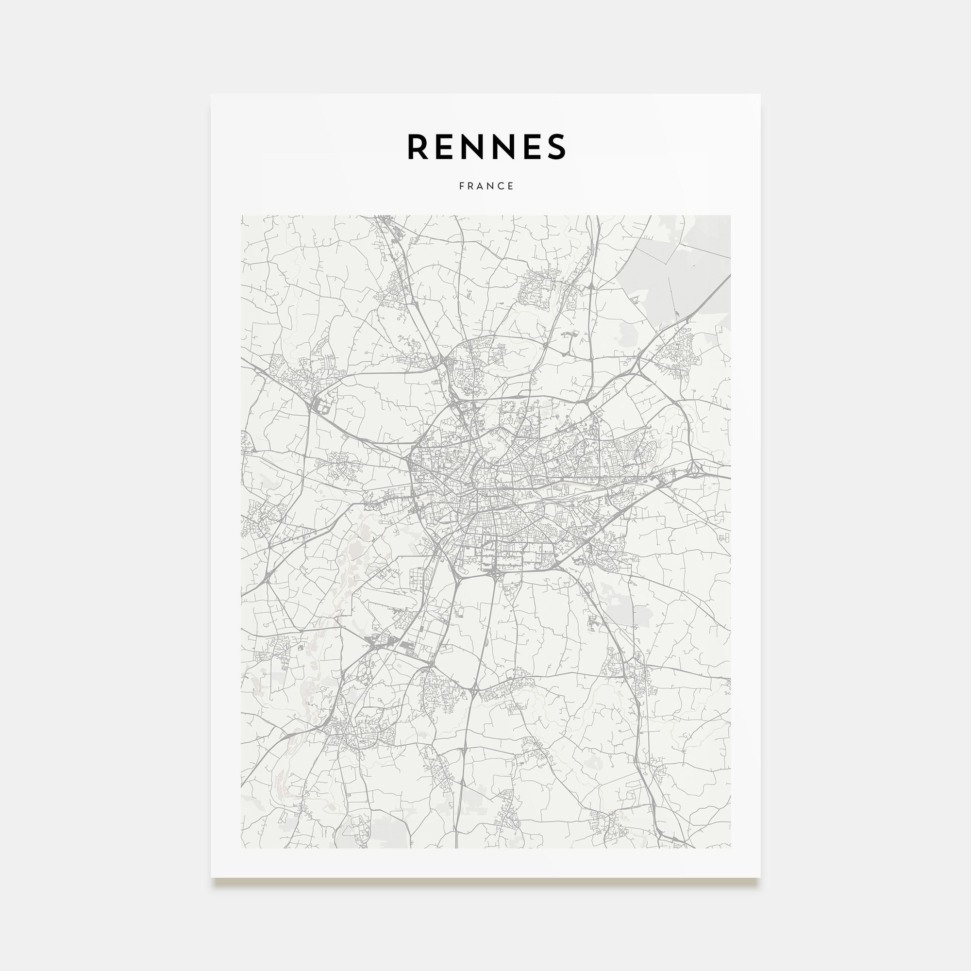 Rennes Map Portrait Poster