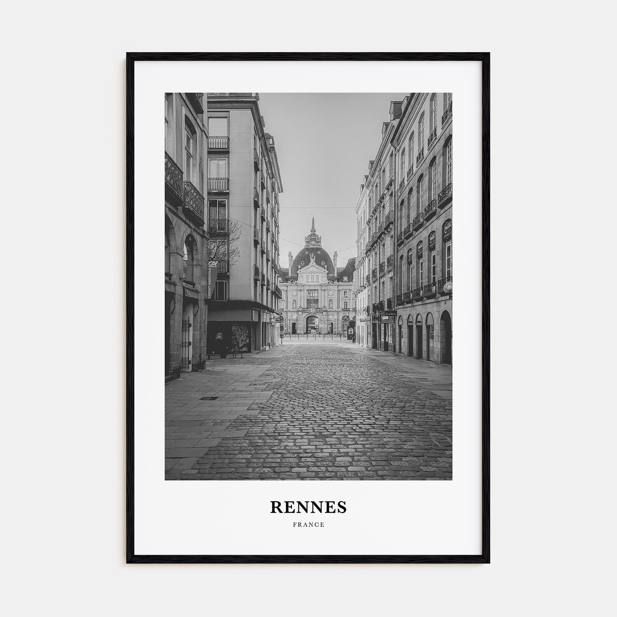Rennes Portrait B&W Poster
