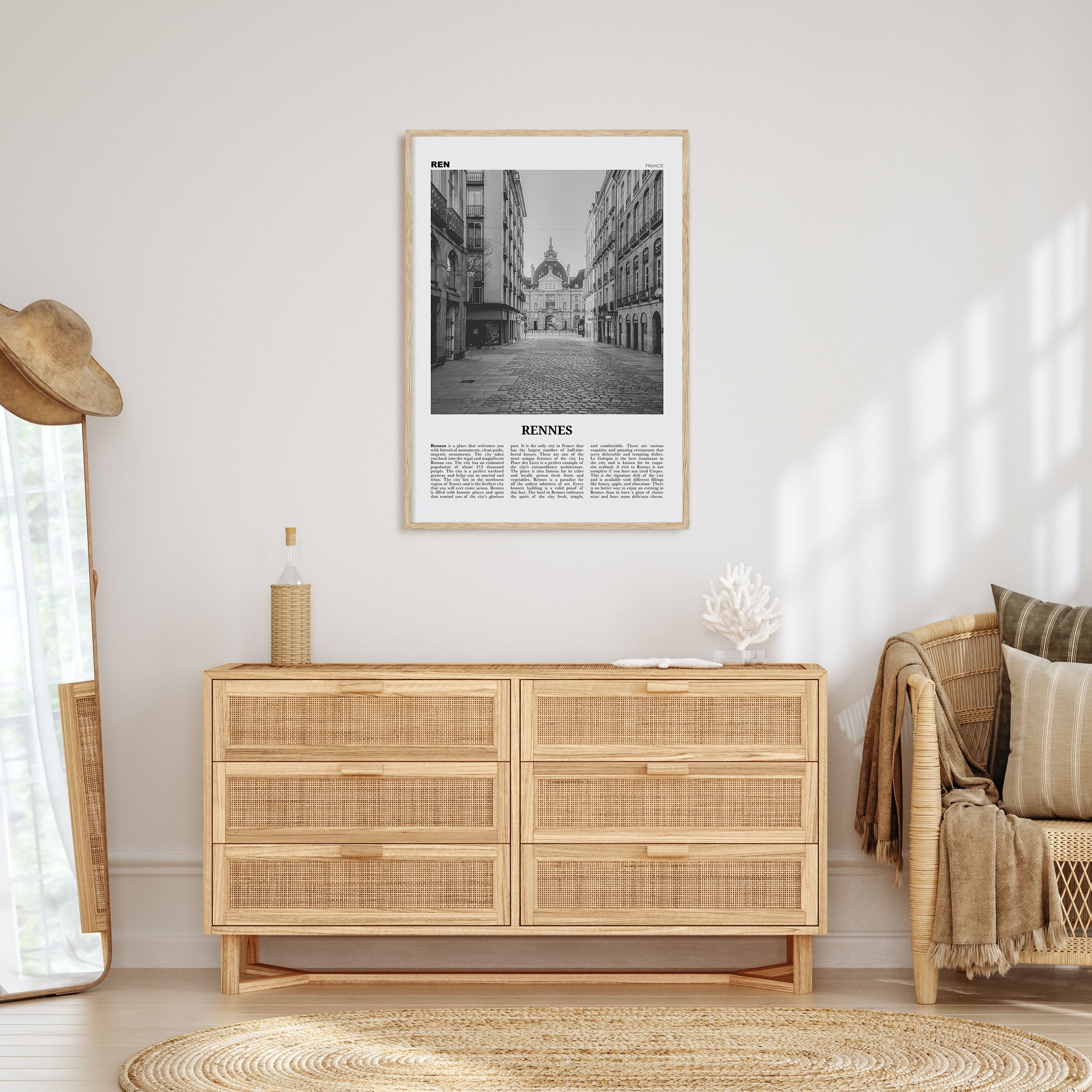 Rennes Travel B&W Poster