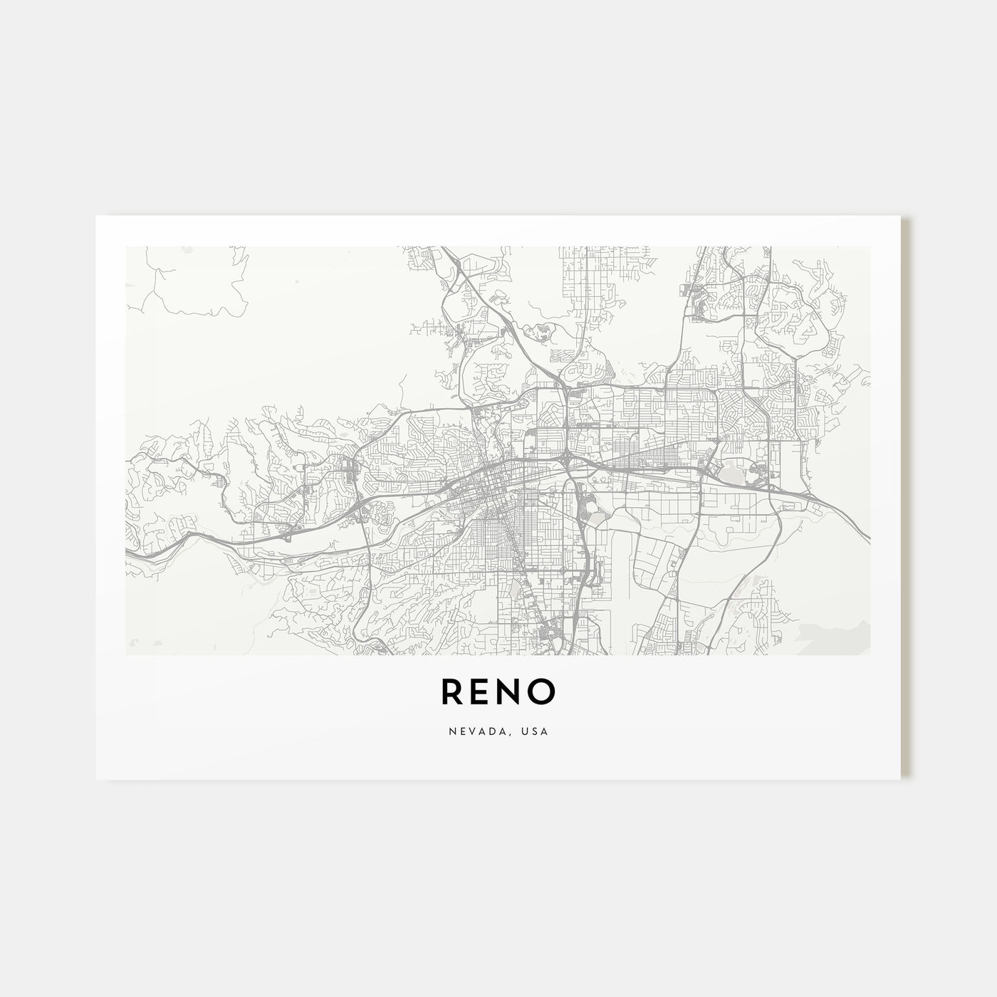 Reno Map Landscape Poster