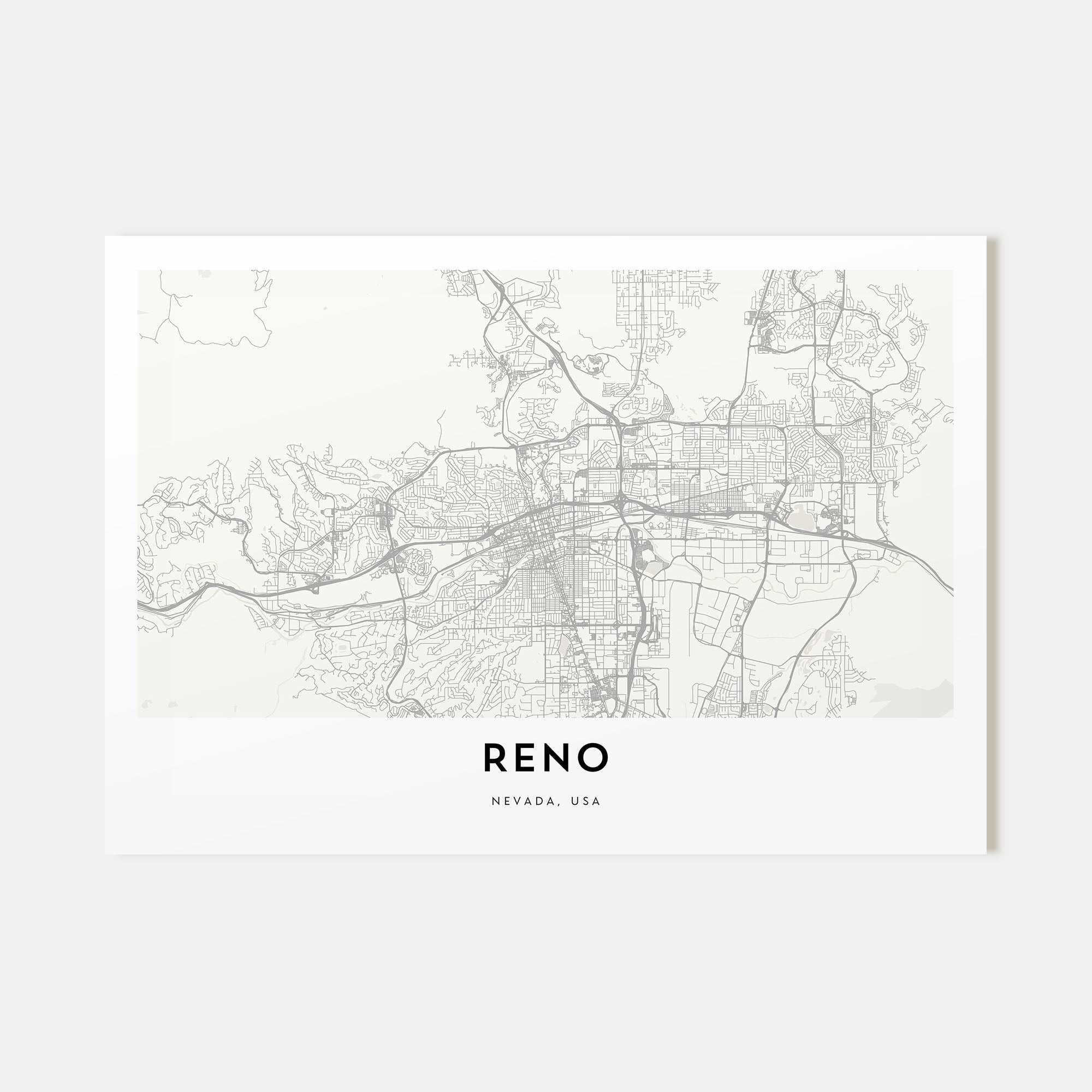 Reno Map Landscape Poster