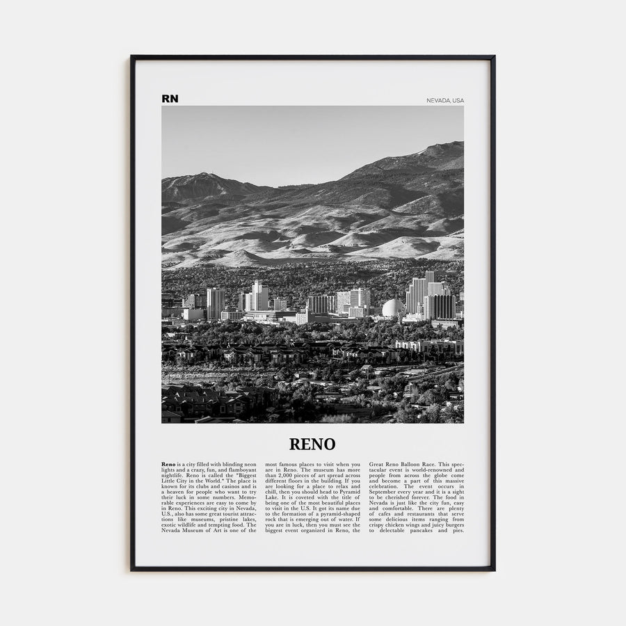 Reno Travel B&W Poster