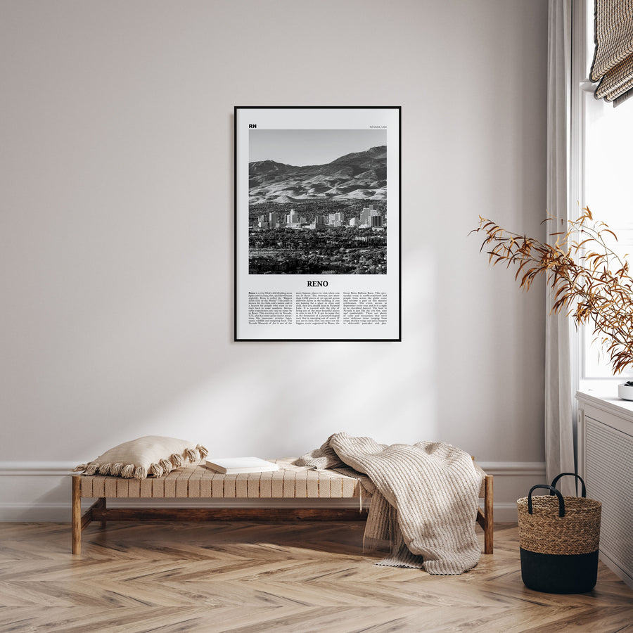 Reno Travel B&W Poster