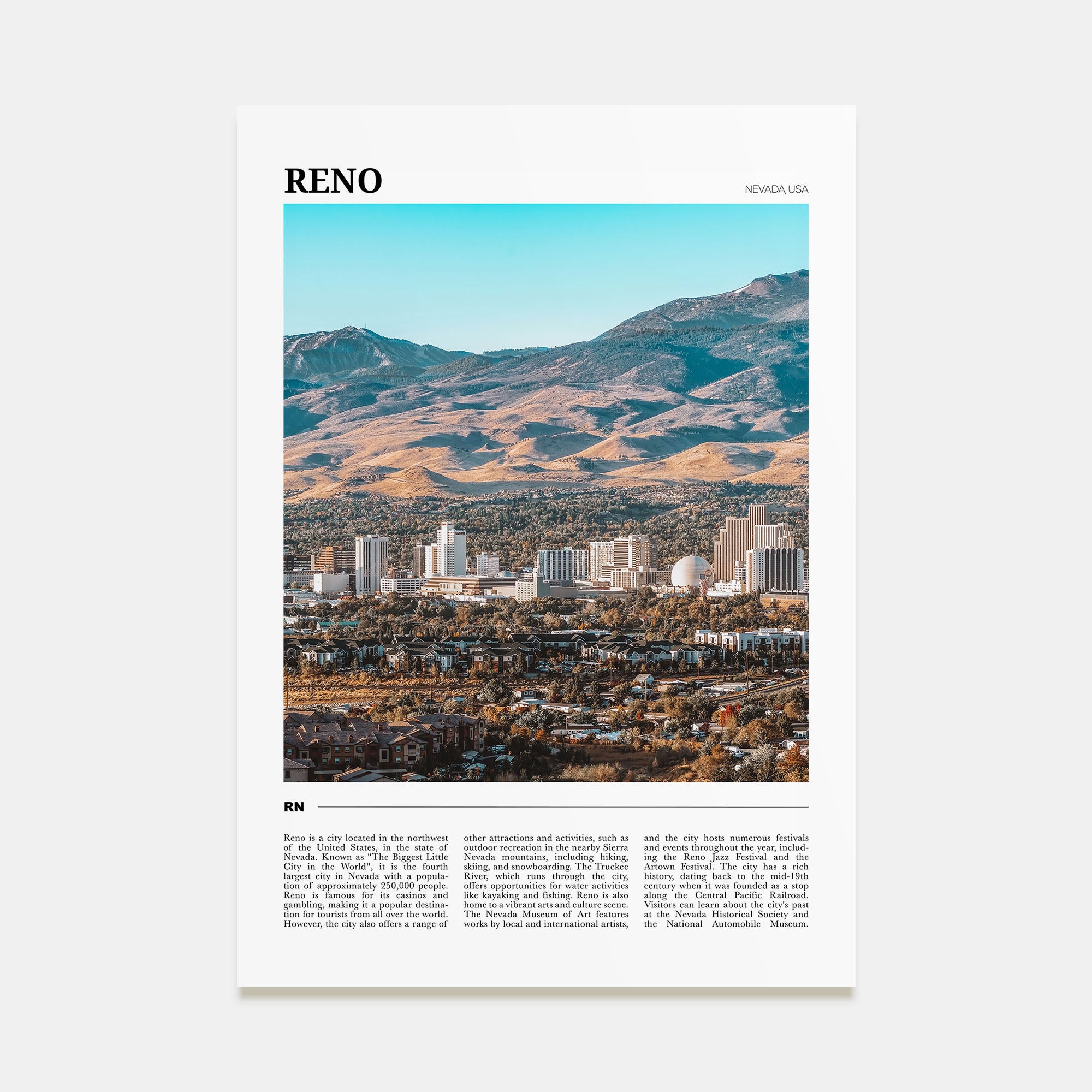 Reno Travel Color Poster