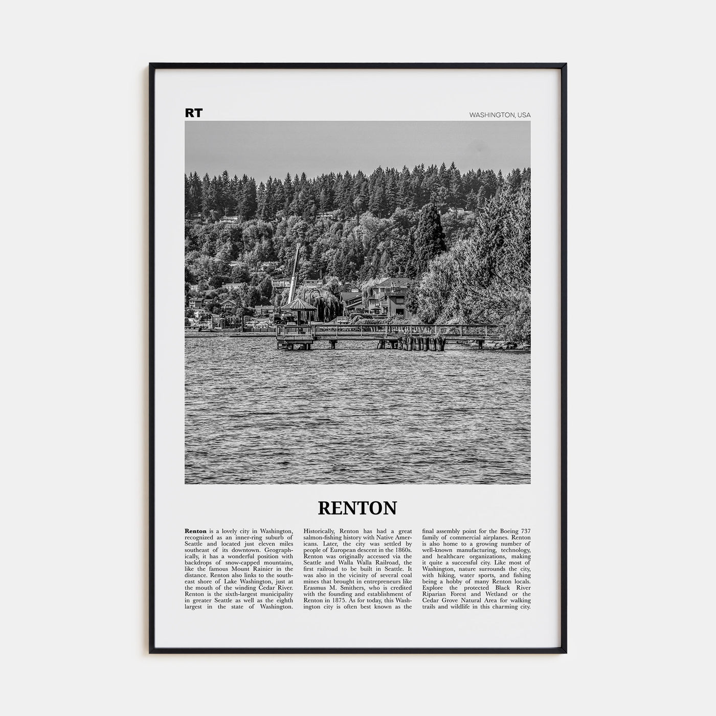 Renton Travel B&W Poster