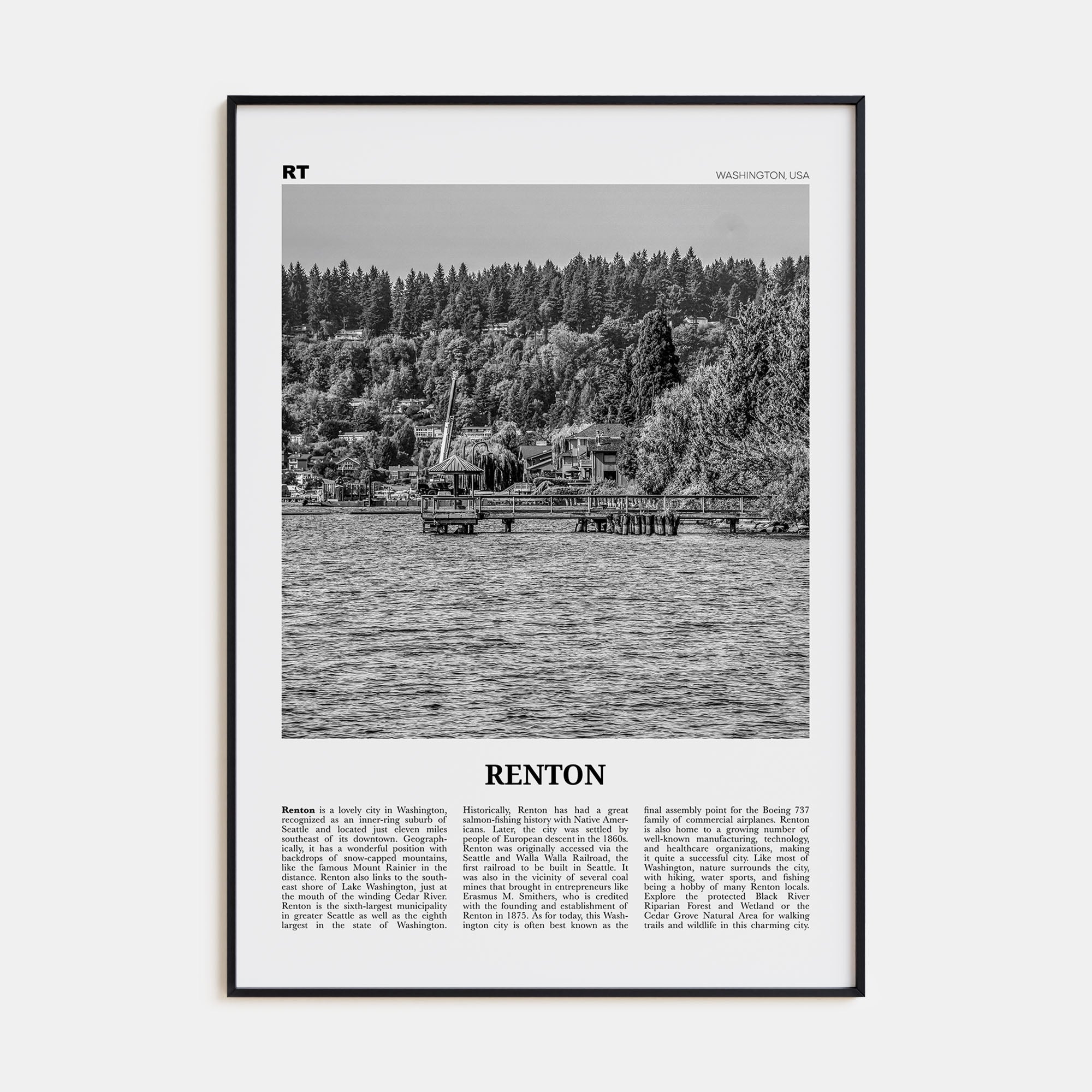 Renton Travel B&W Poster