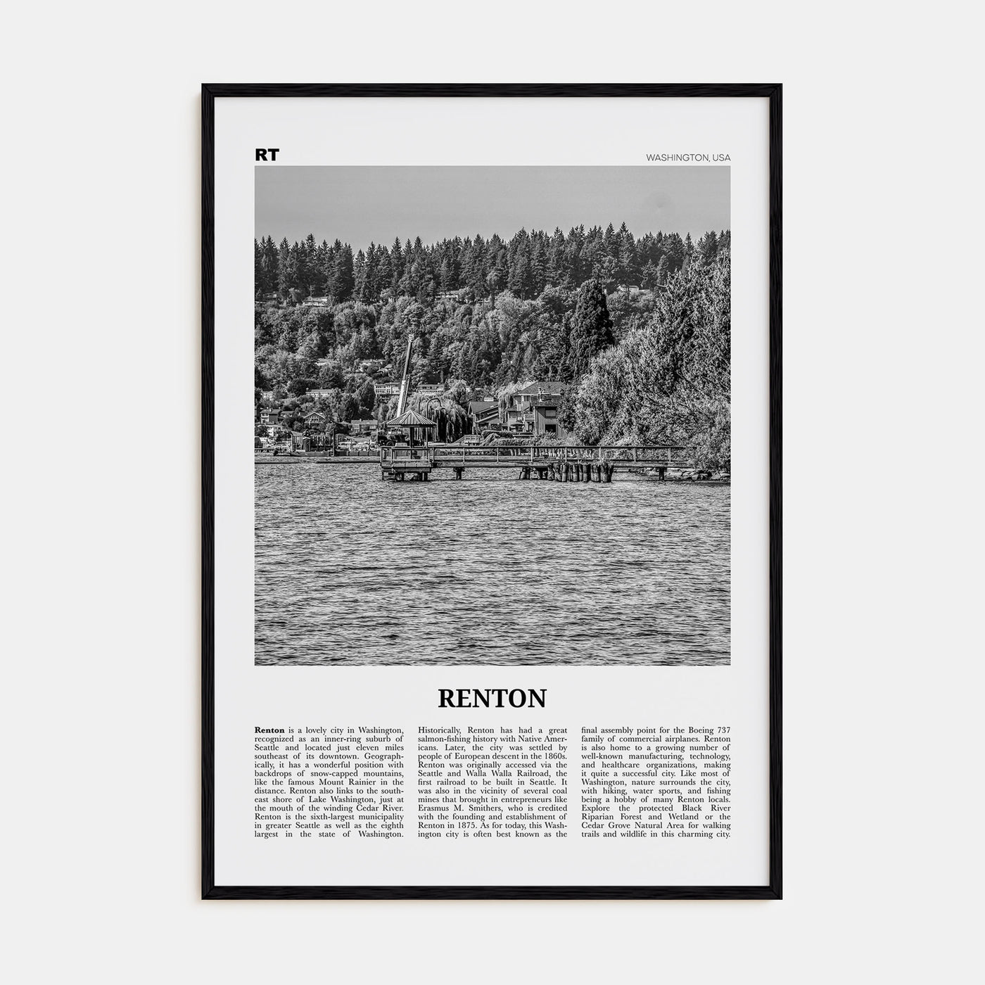 Renton Travel B&W Poster