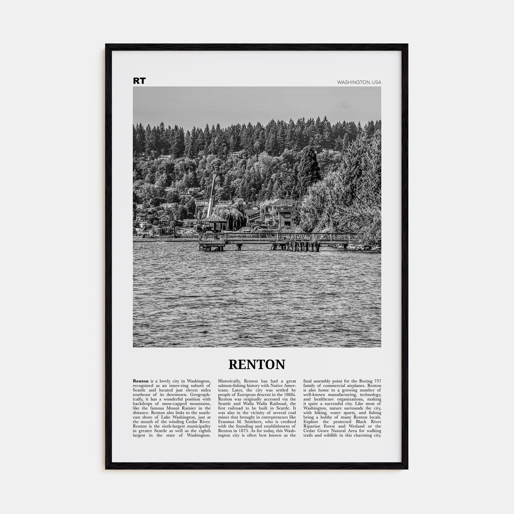 Renton Travel B&W Poster