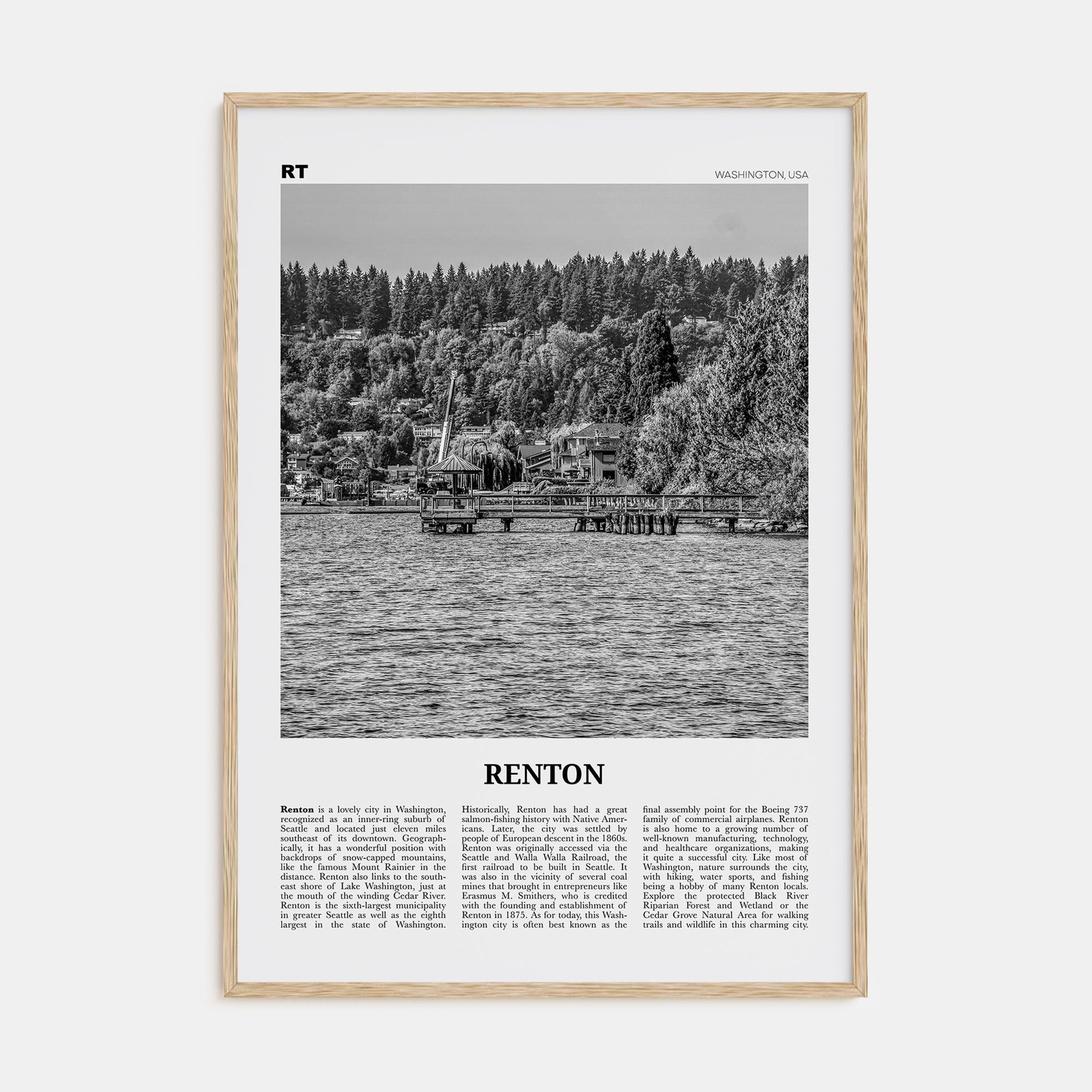 Renton Travel B&W Poster