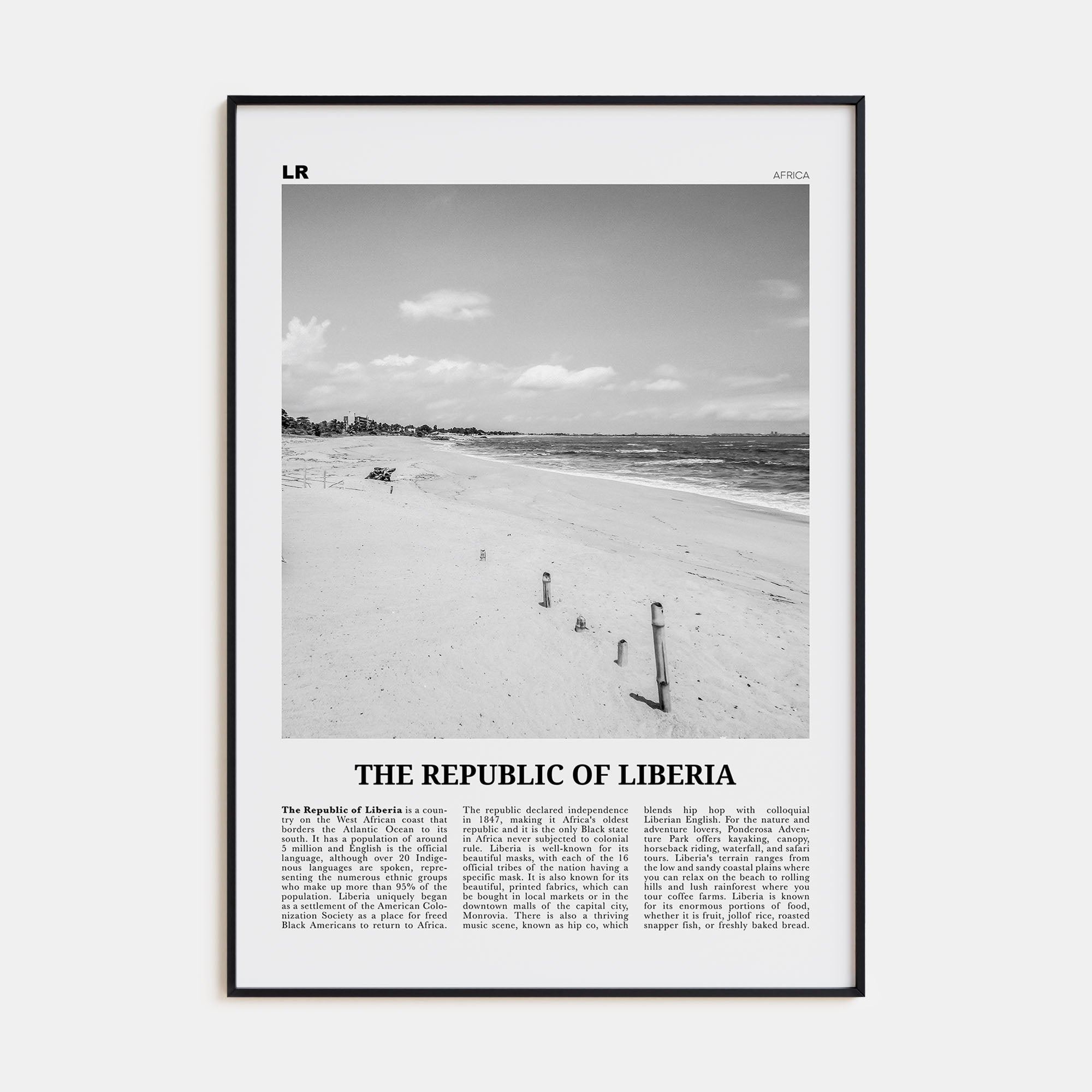 Republic of Liberia Travel B&W Poster