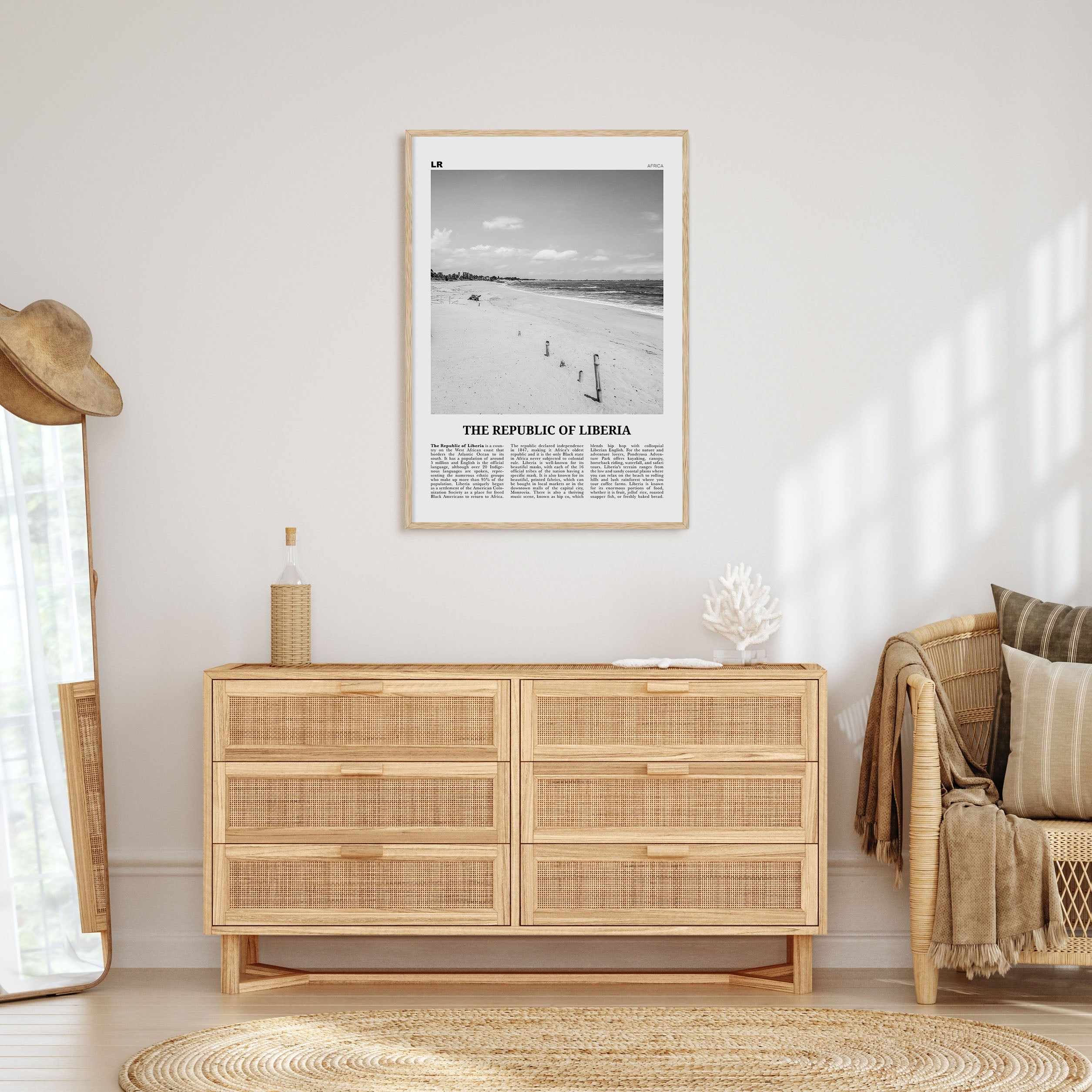 Republic of Liberia Travel B&W Poster