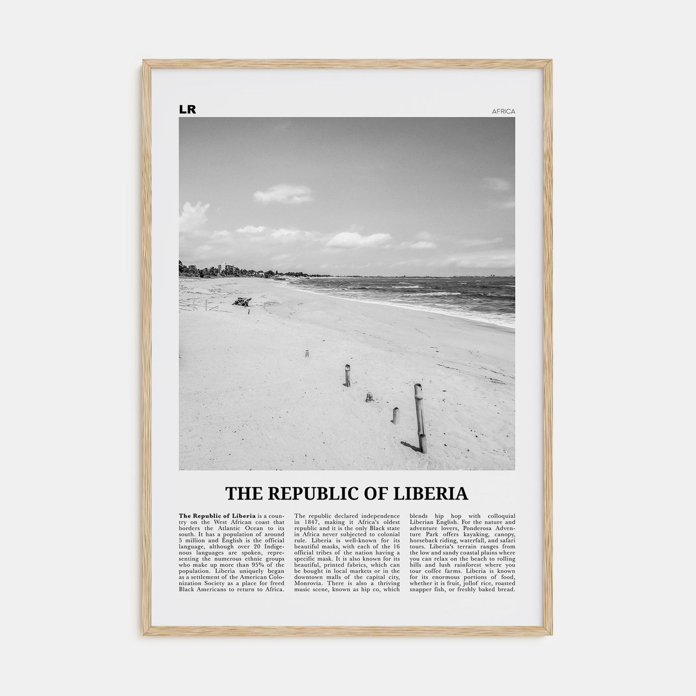 Republic of Liberia Travel B&W Poster
