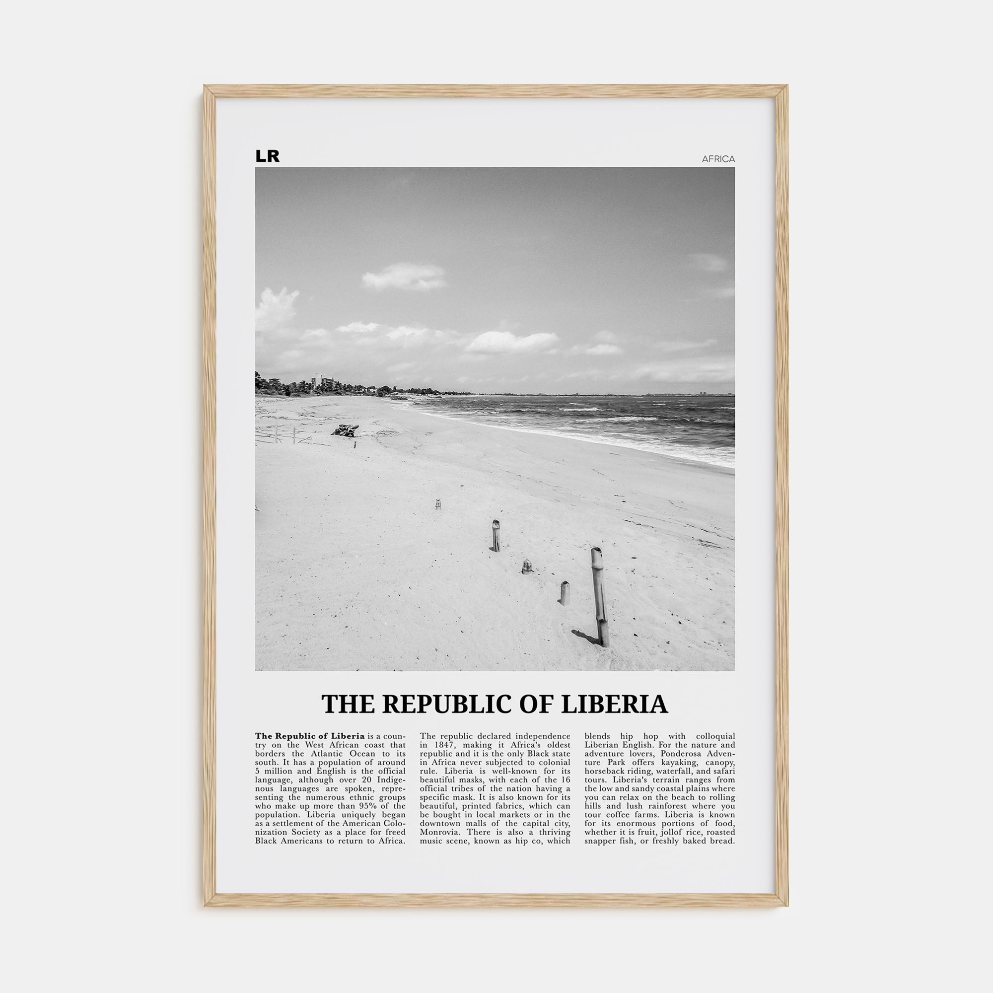 Republic of Liberia Travel B&W Poster