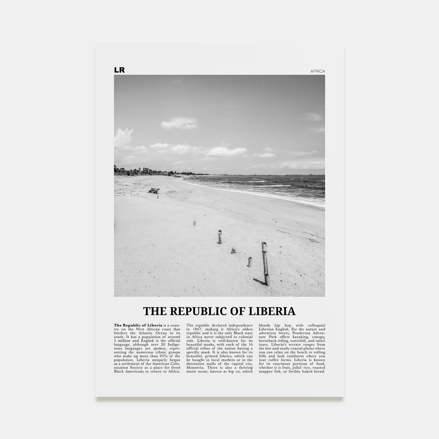 Republic of Liberia Travel B&W Poster