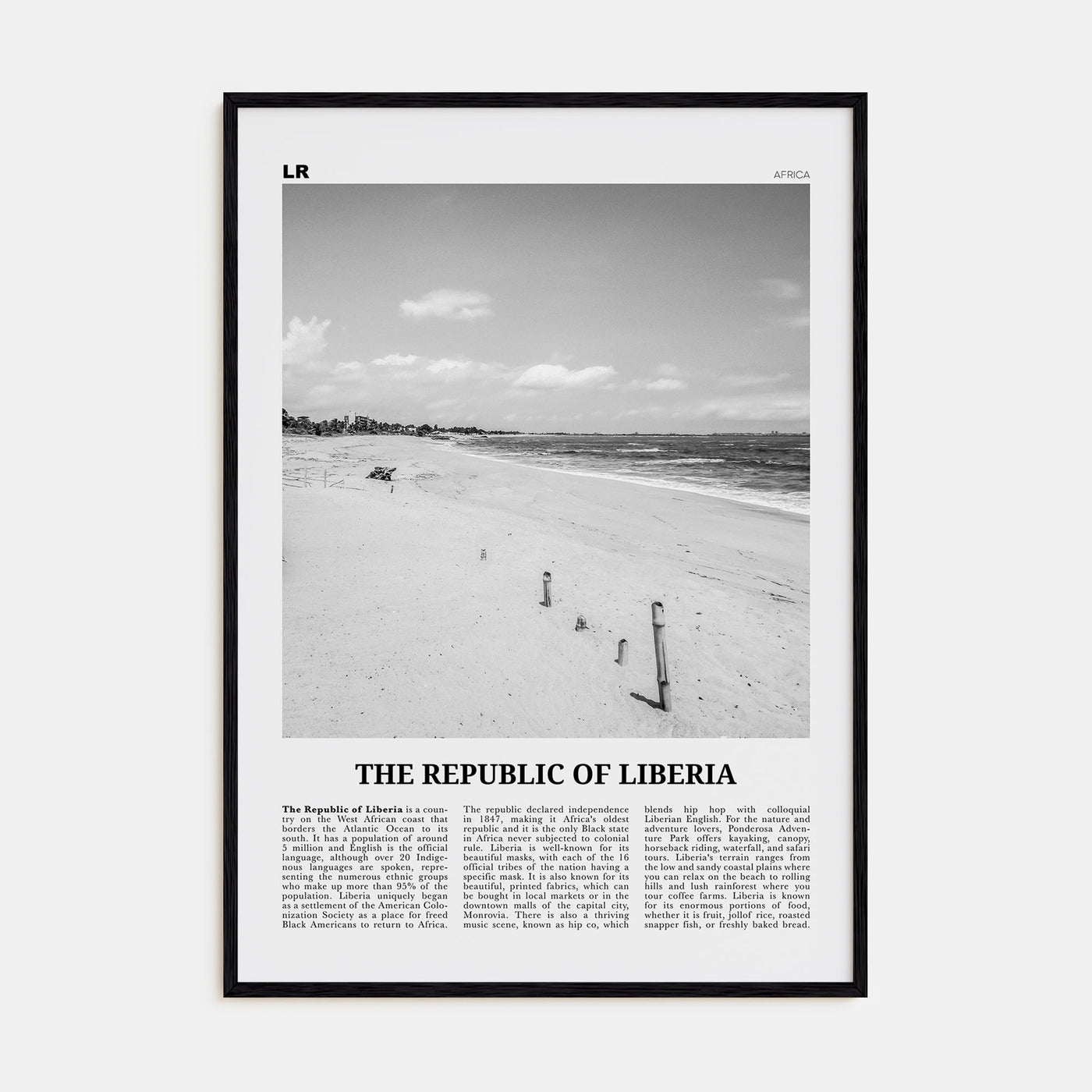 Republic of Liberia Travel B&W Poster