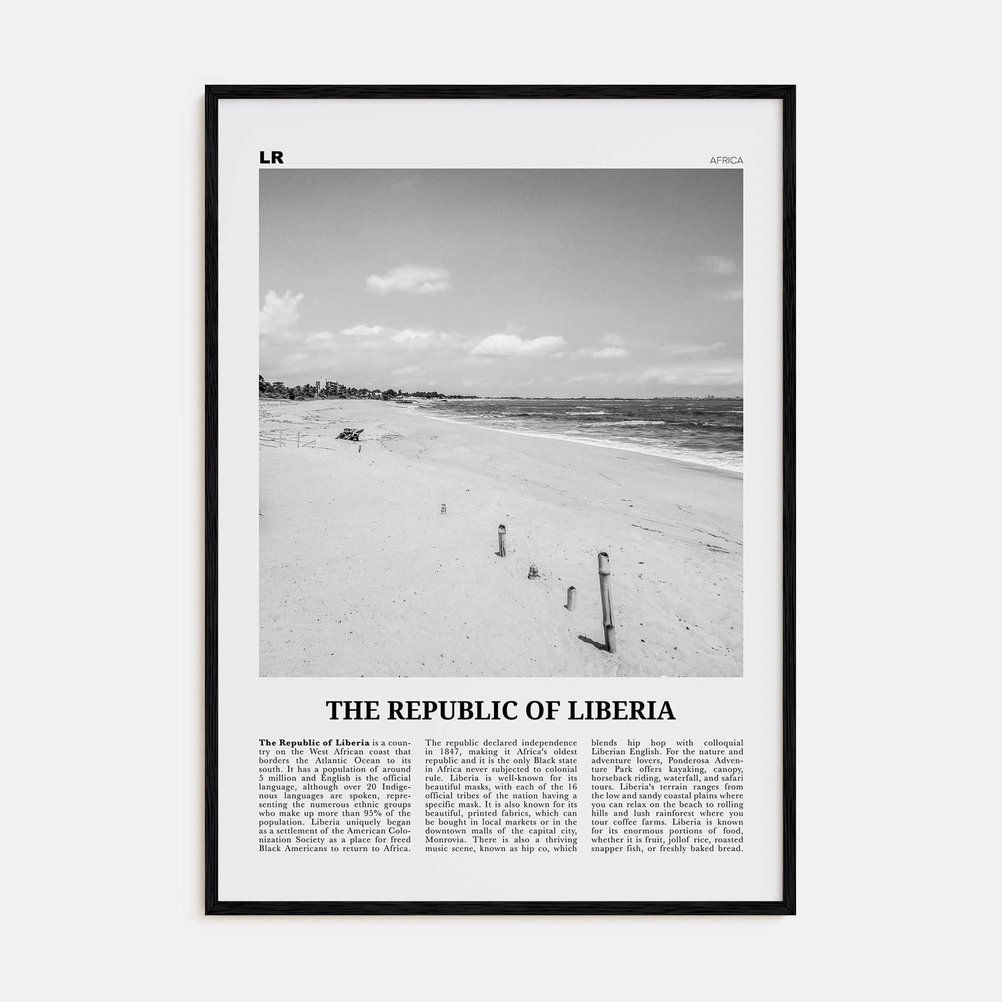 Republic of Liberia Travel B&W Poster