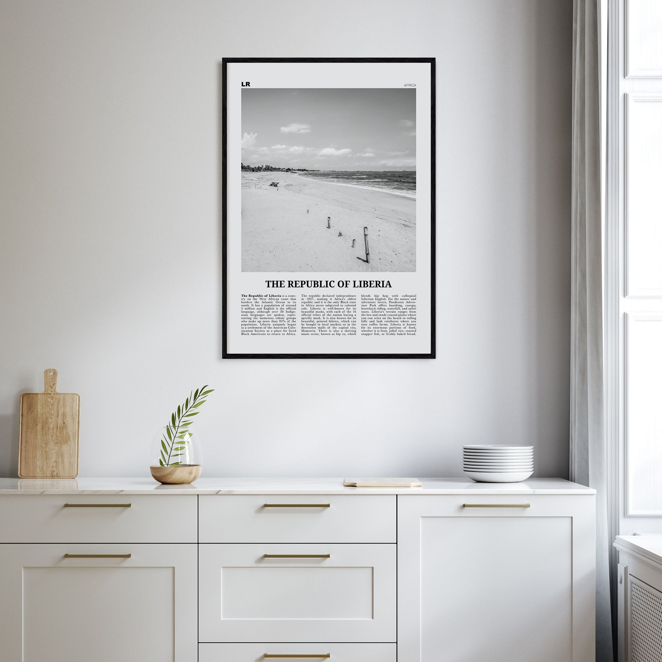 Republic of Liberia Travel B&W Poster