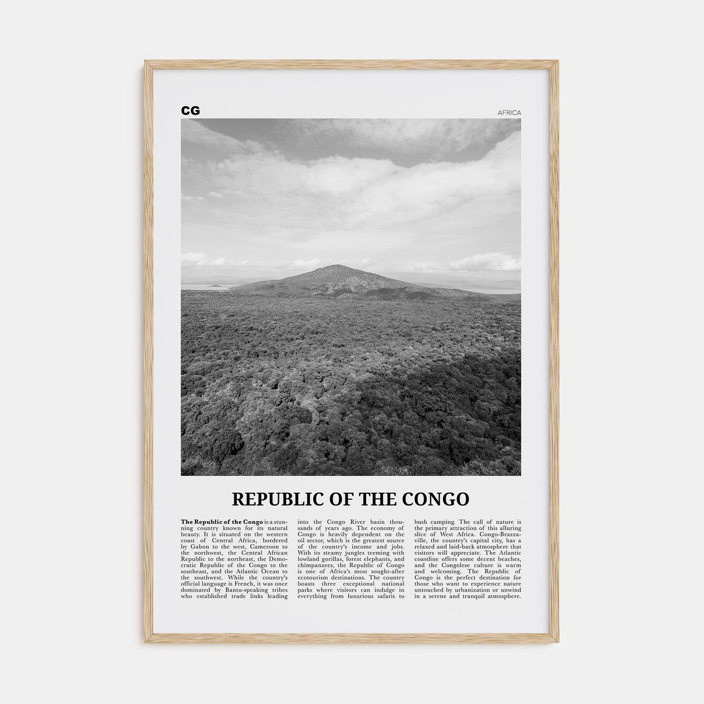 Republic of the Congo Travel B&W Poster