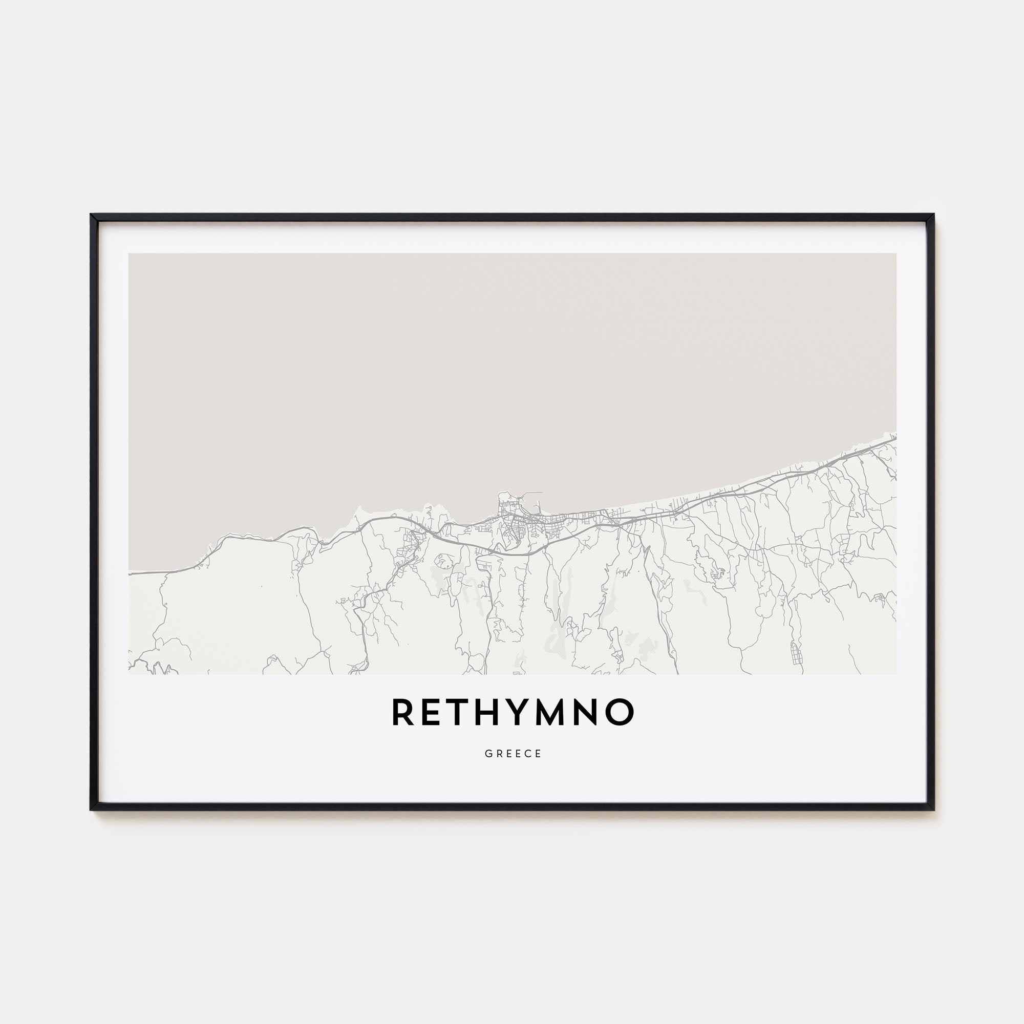 Rethymno Map Landscape Poster
