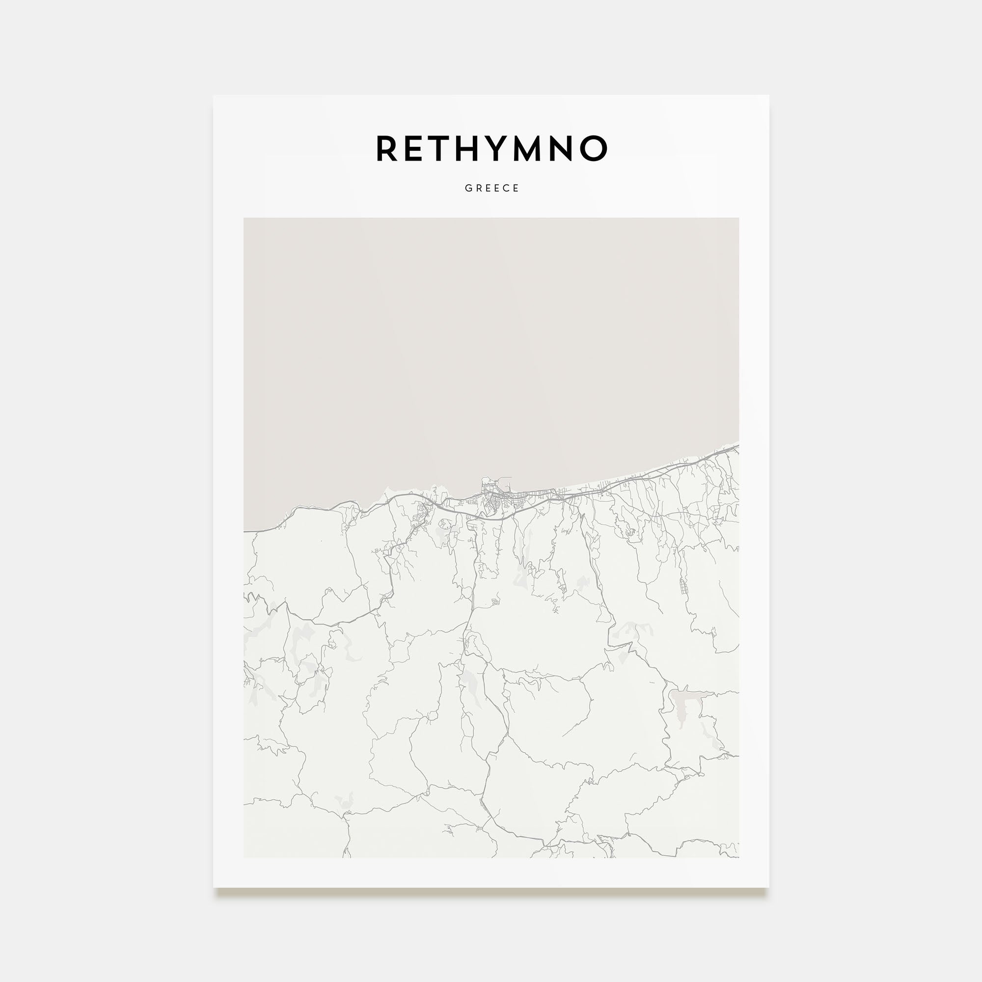 Rethymno Map Portrait Poster