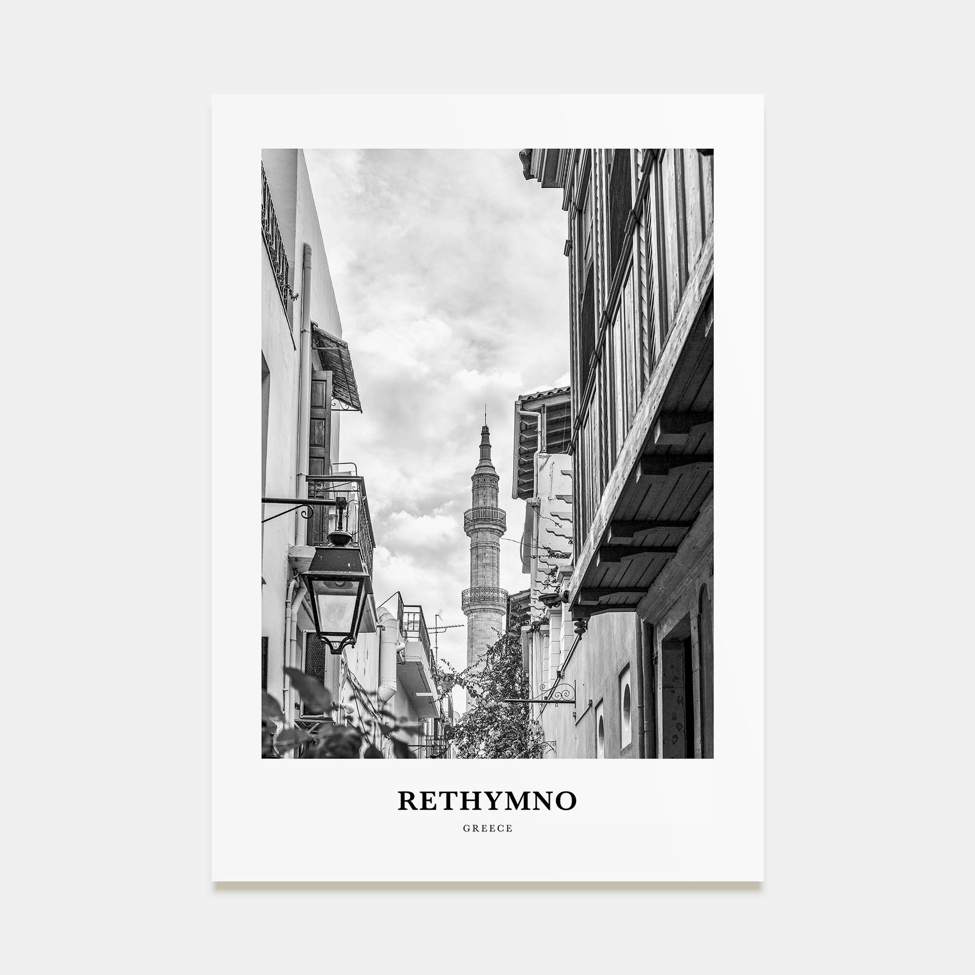 Rethymno Portrait B&W Poster