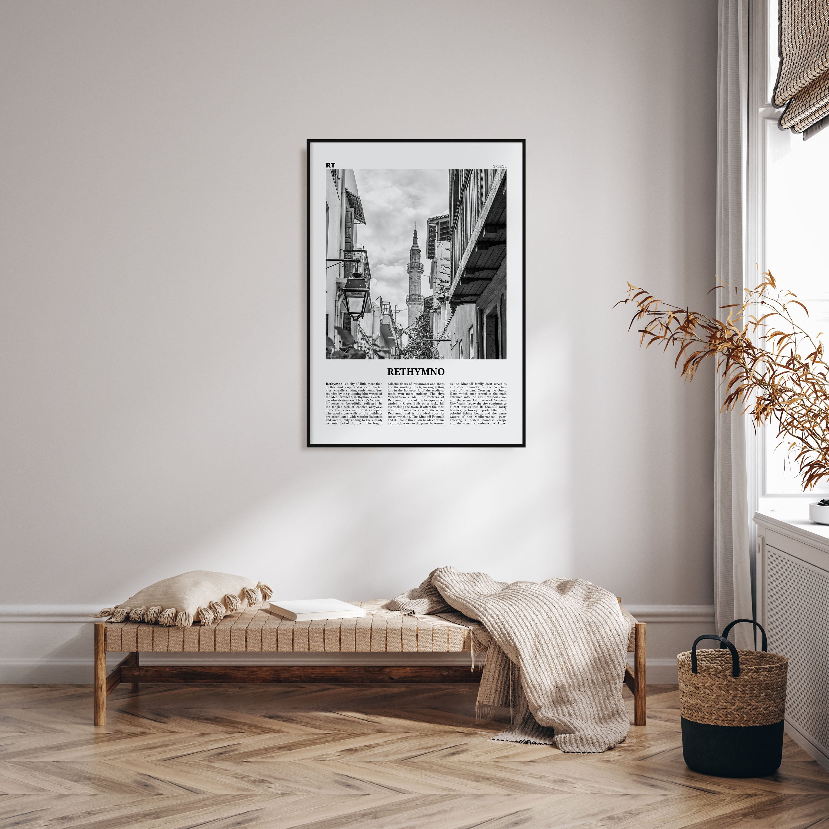 Rethymno Travel B&W Poster