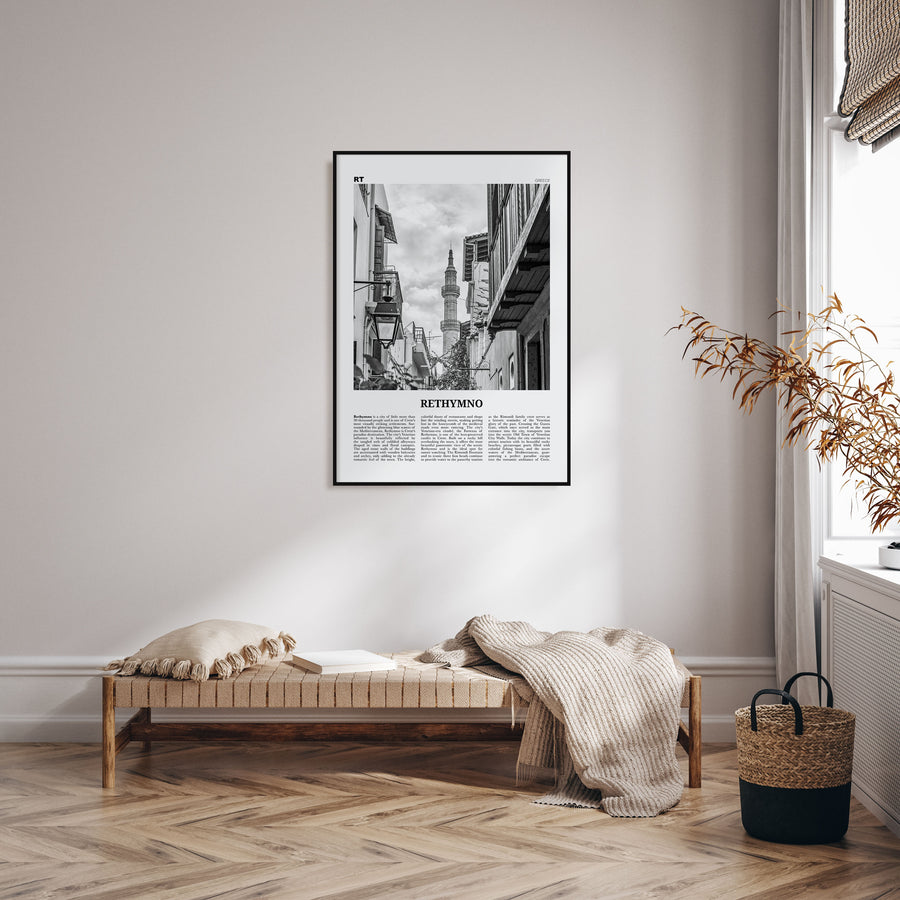 Rethymno Travel B&W Poster