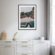 Retro Car on Road Photo Color Poster