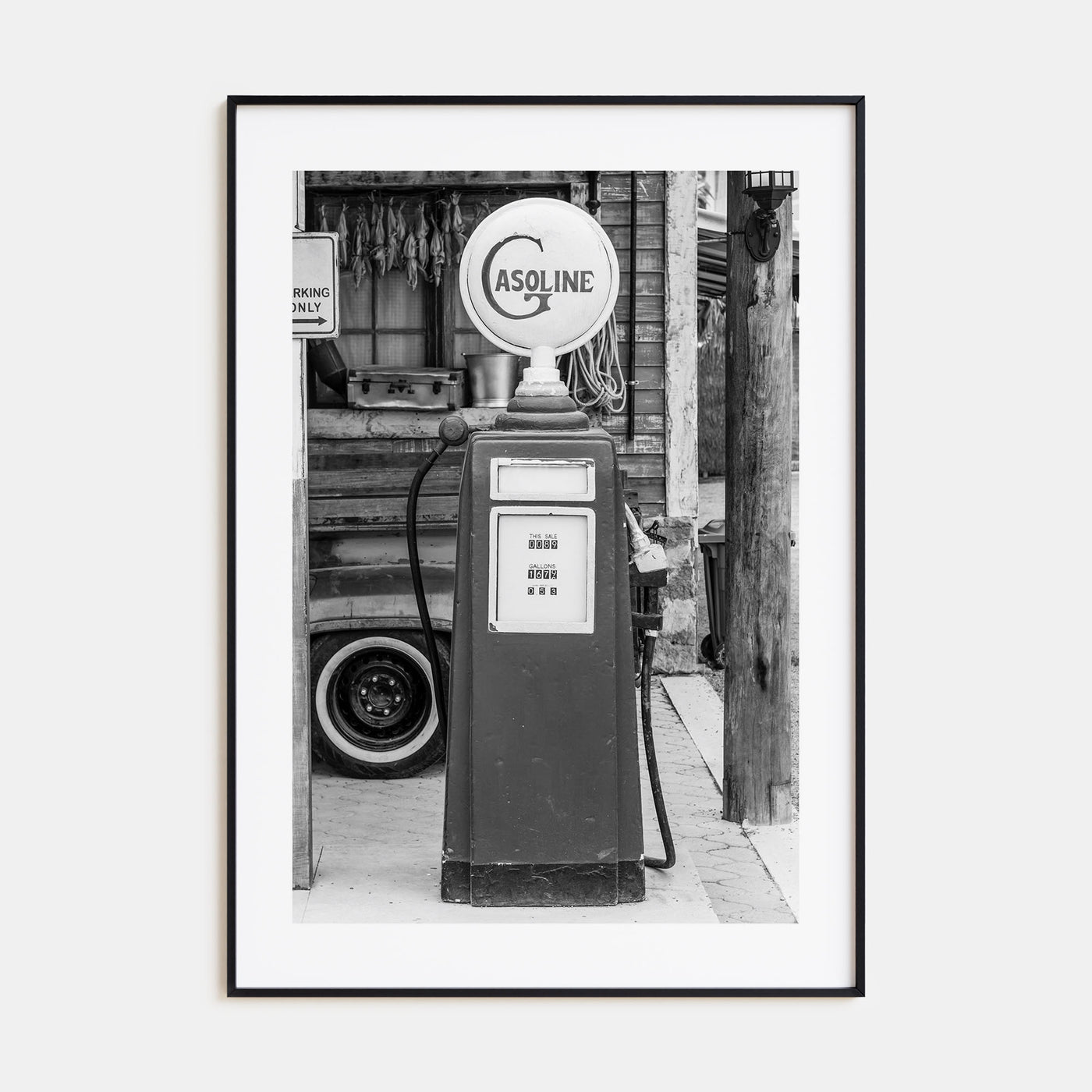Retro Gas Pump Photo B&W Poster