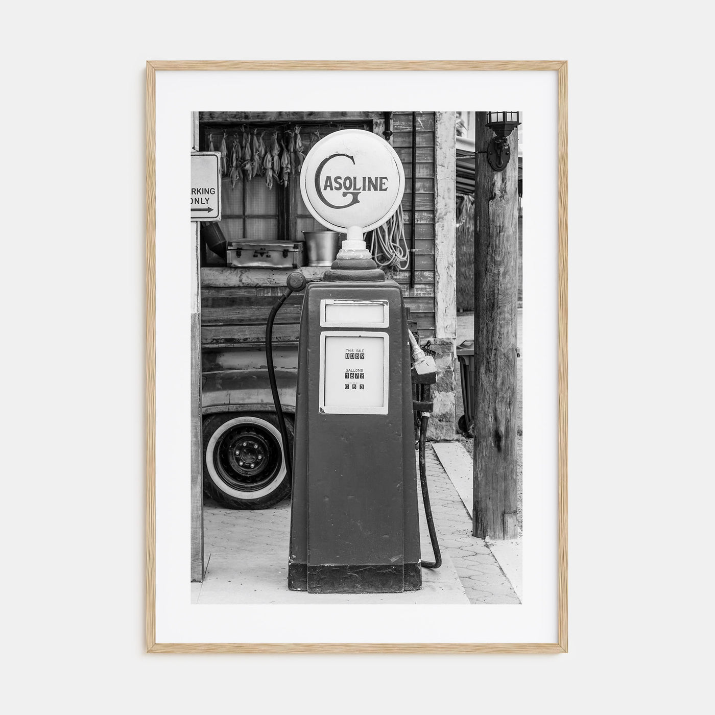 Retro Gas Pump Photo B&W Poster