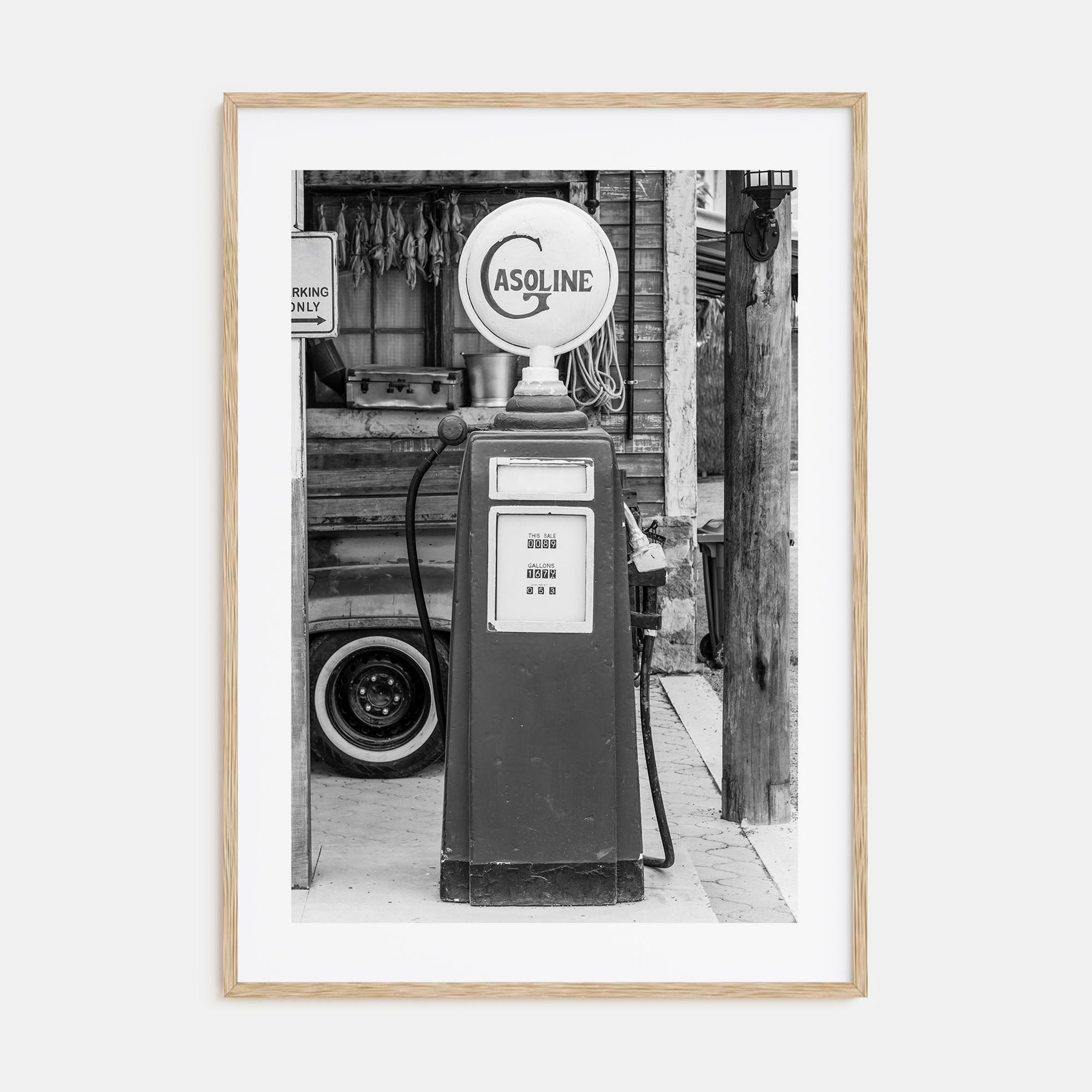 Retro Gas Pump Photo B&W Poster