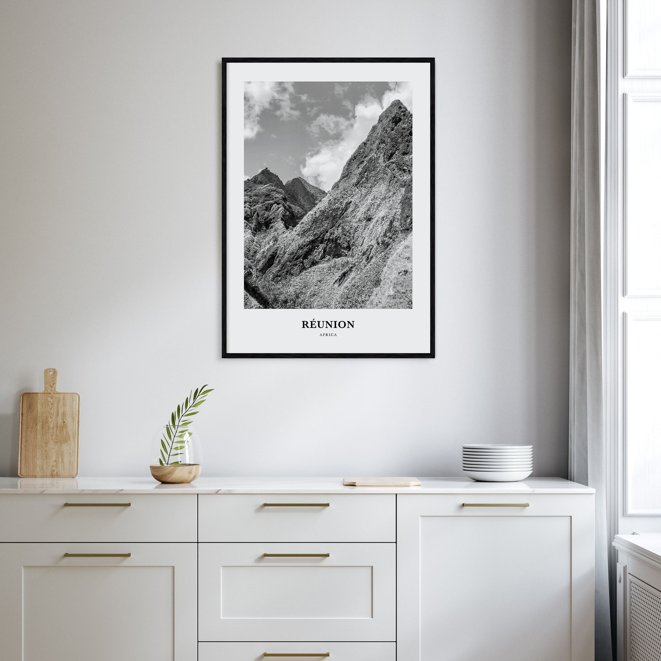 Réunion Portrait B&W Poster