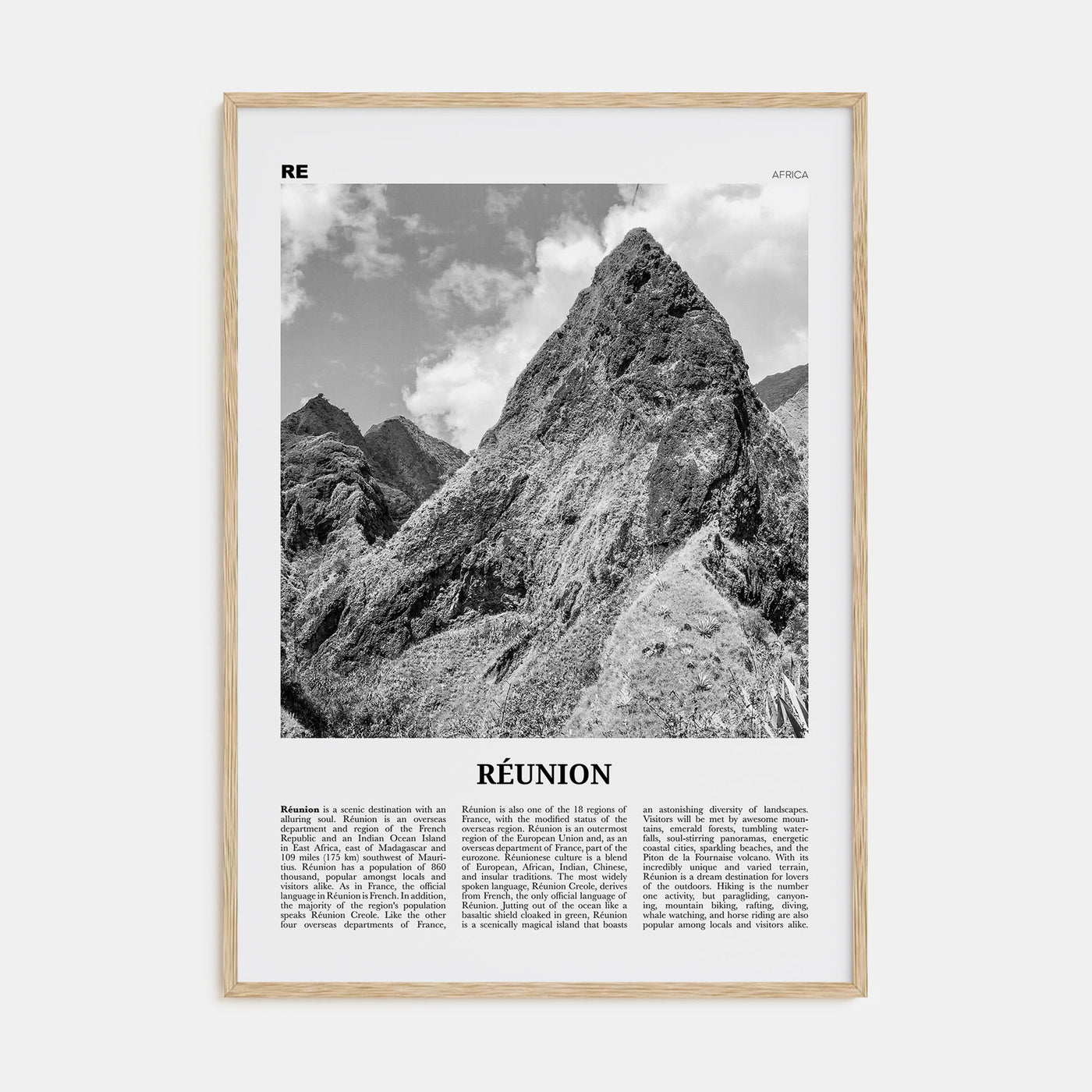 Réunion Travel B&W Poster
