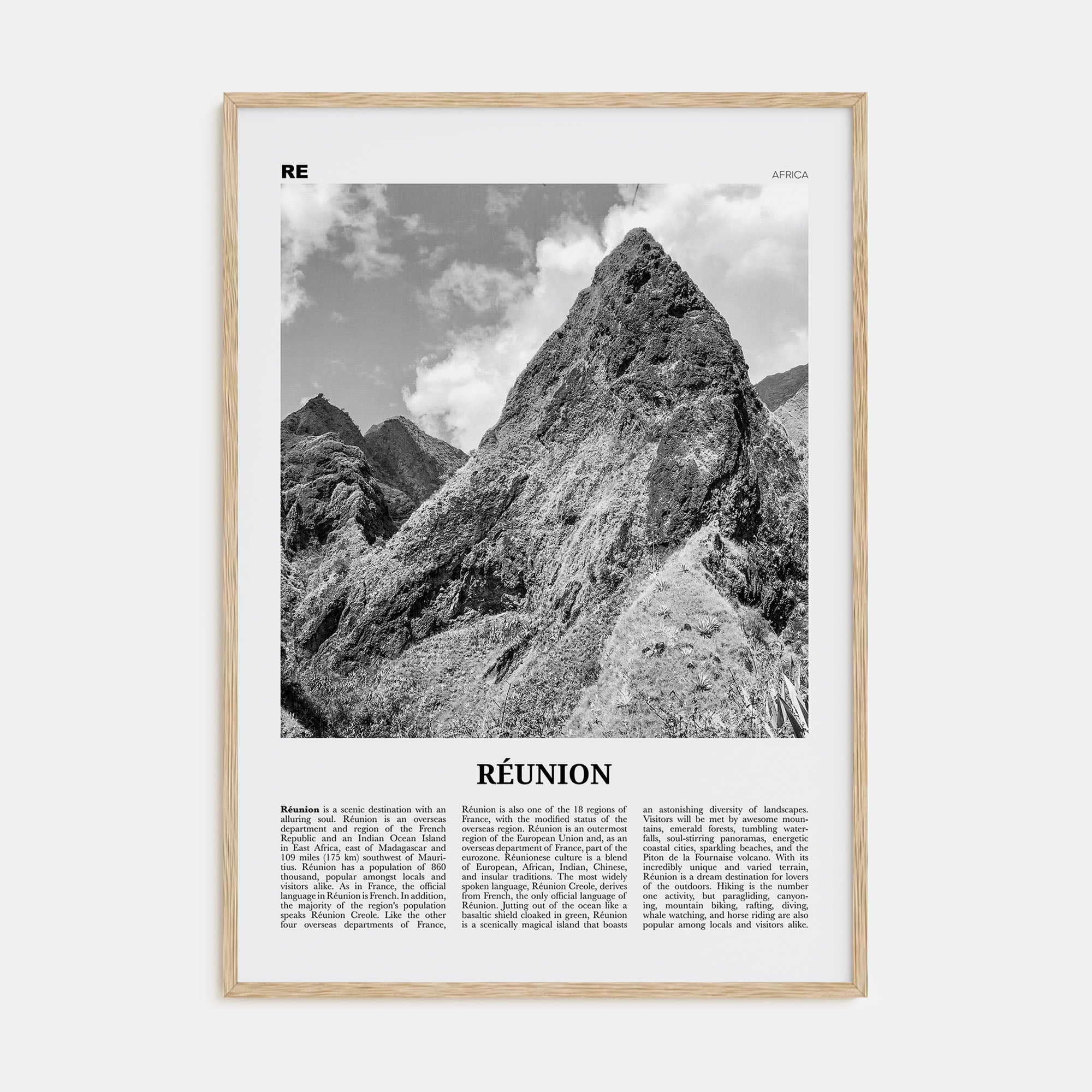 Réunion Travel B&W Poster