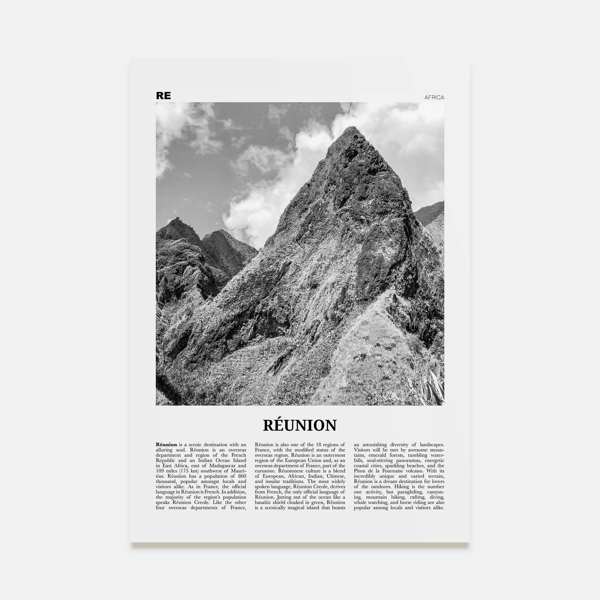 Réunion Travel B&W Poster