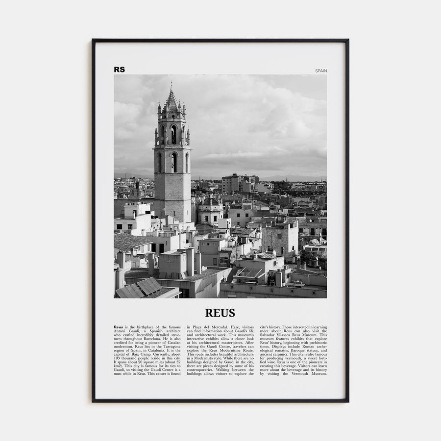 Reus Travel B&W Poster