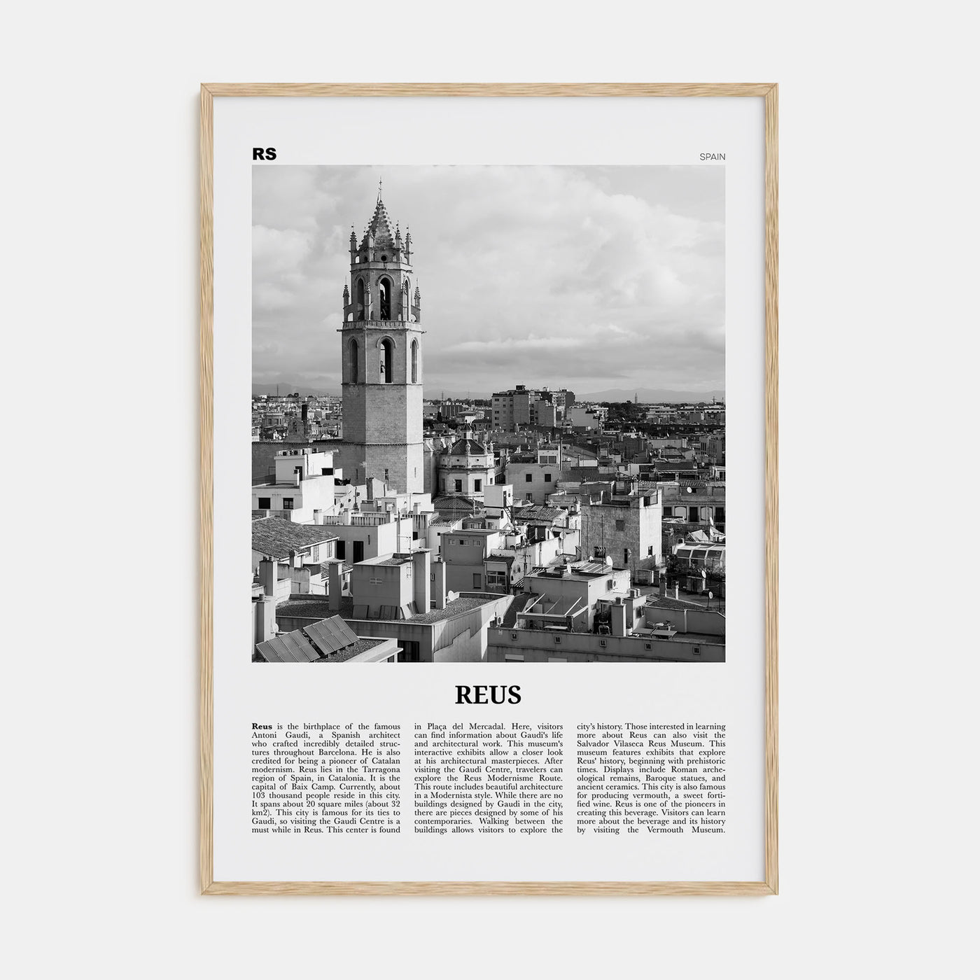 Reus Travel B&W Poster