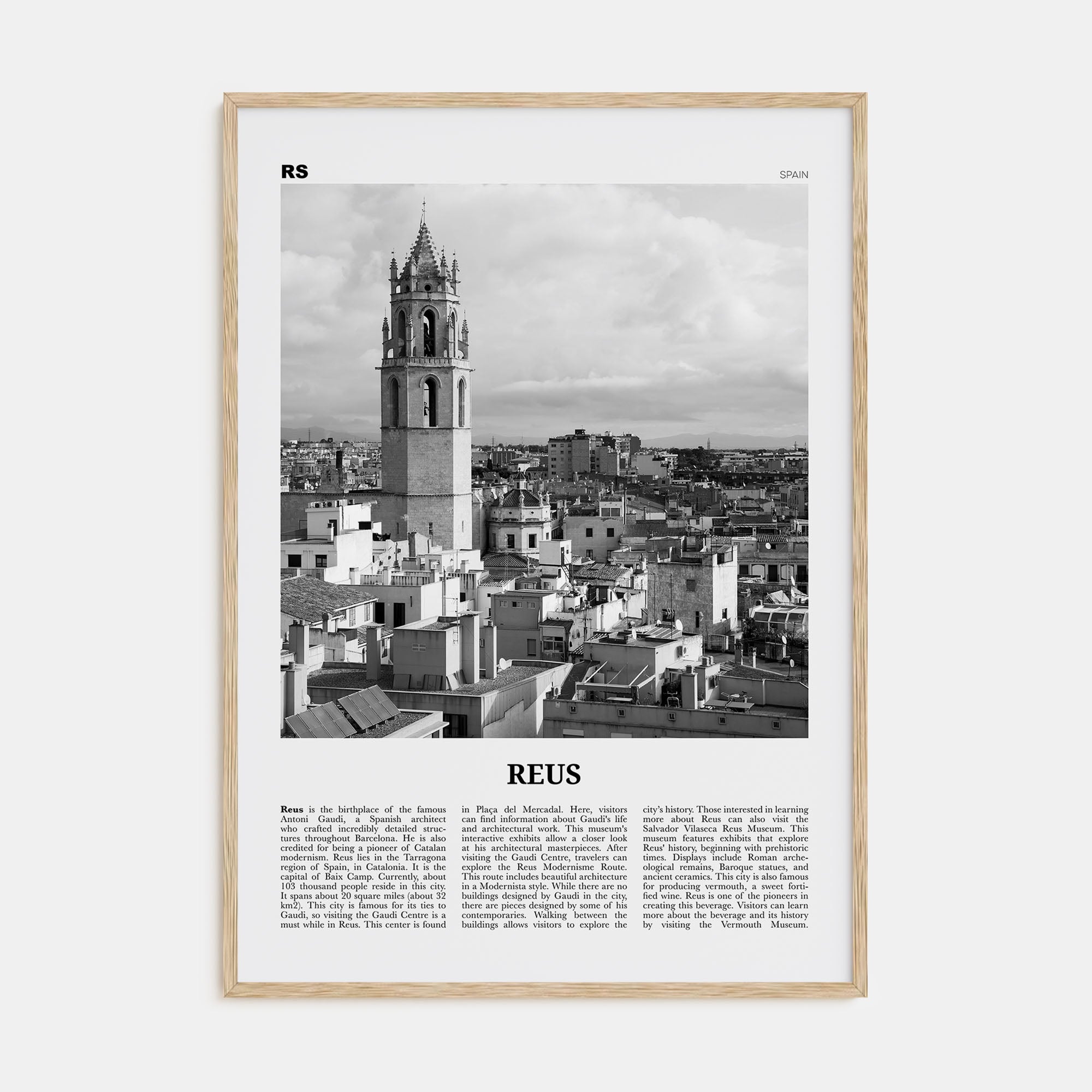 Reus Travel B&W Poster