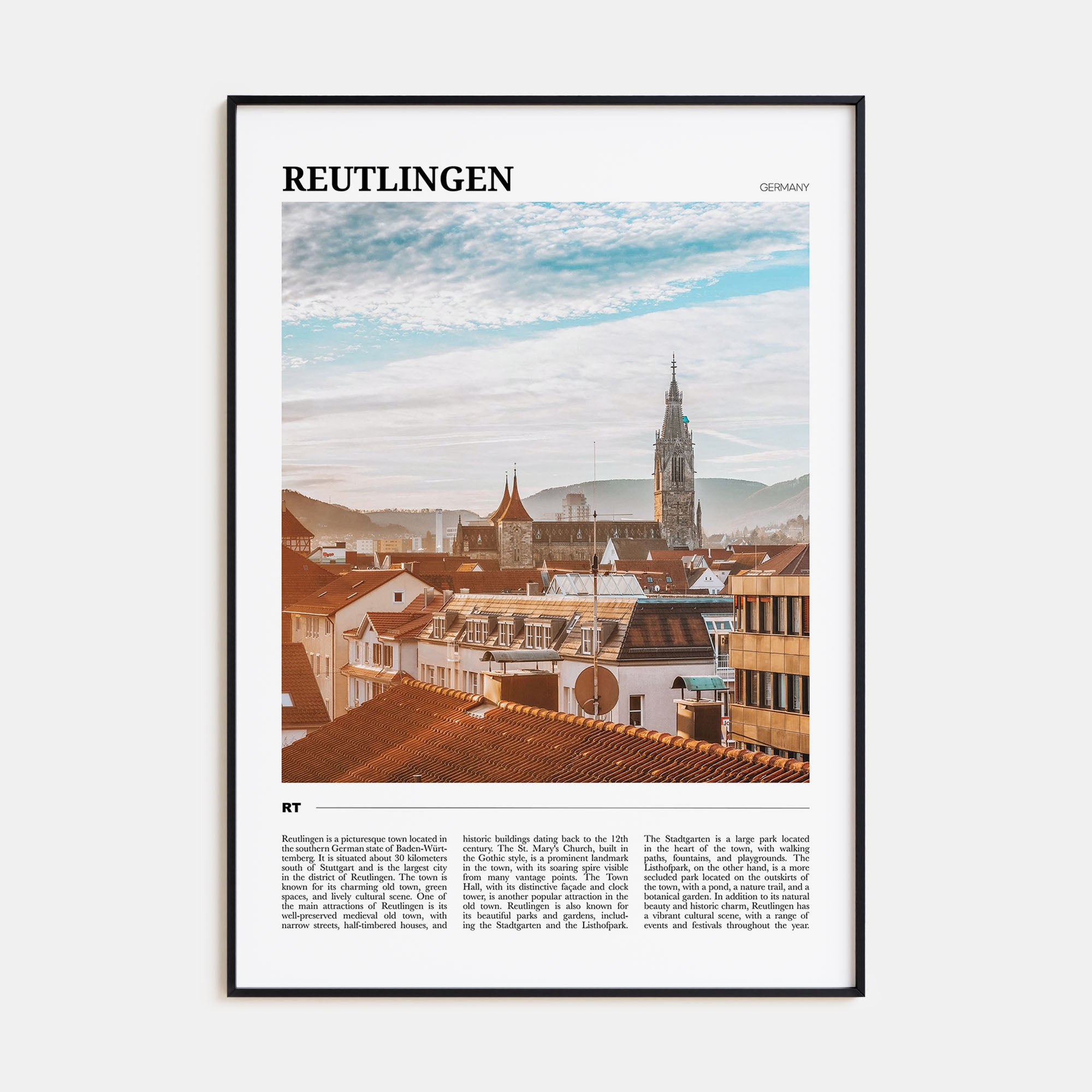 Reutlingen Travel Color Poster