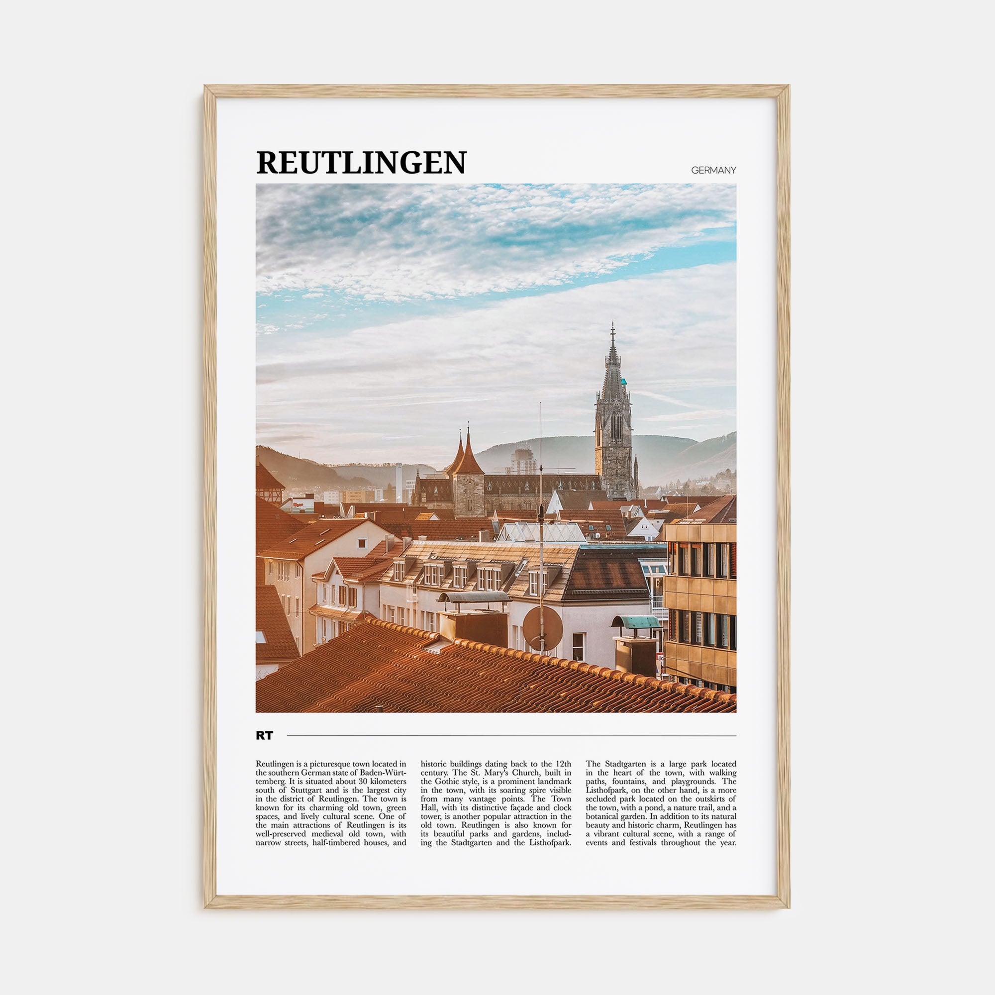 Reutlingen Travel Color Poster